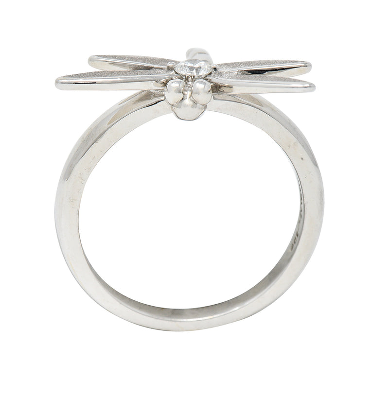 Tiffany & Co. 2000's Diamond White Gold Dragonfly Ring Wilson's Estate Jewelry