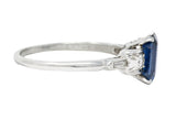 Bailey Banks & Biddle Mid-Century 1.67 CTW Emerald Cut Sapphire Diamond Platinum Knife Edge Vintage Ring Wilson's Estate Jewelry