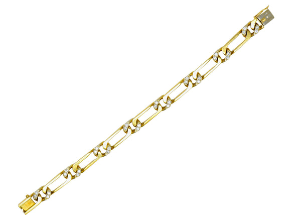 Van Cleef & Arpels France 1960's Diamond 18 Karat Yellow Gold Figaro Link Vintage Bracelet