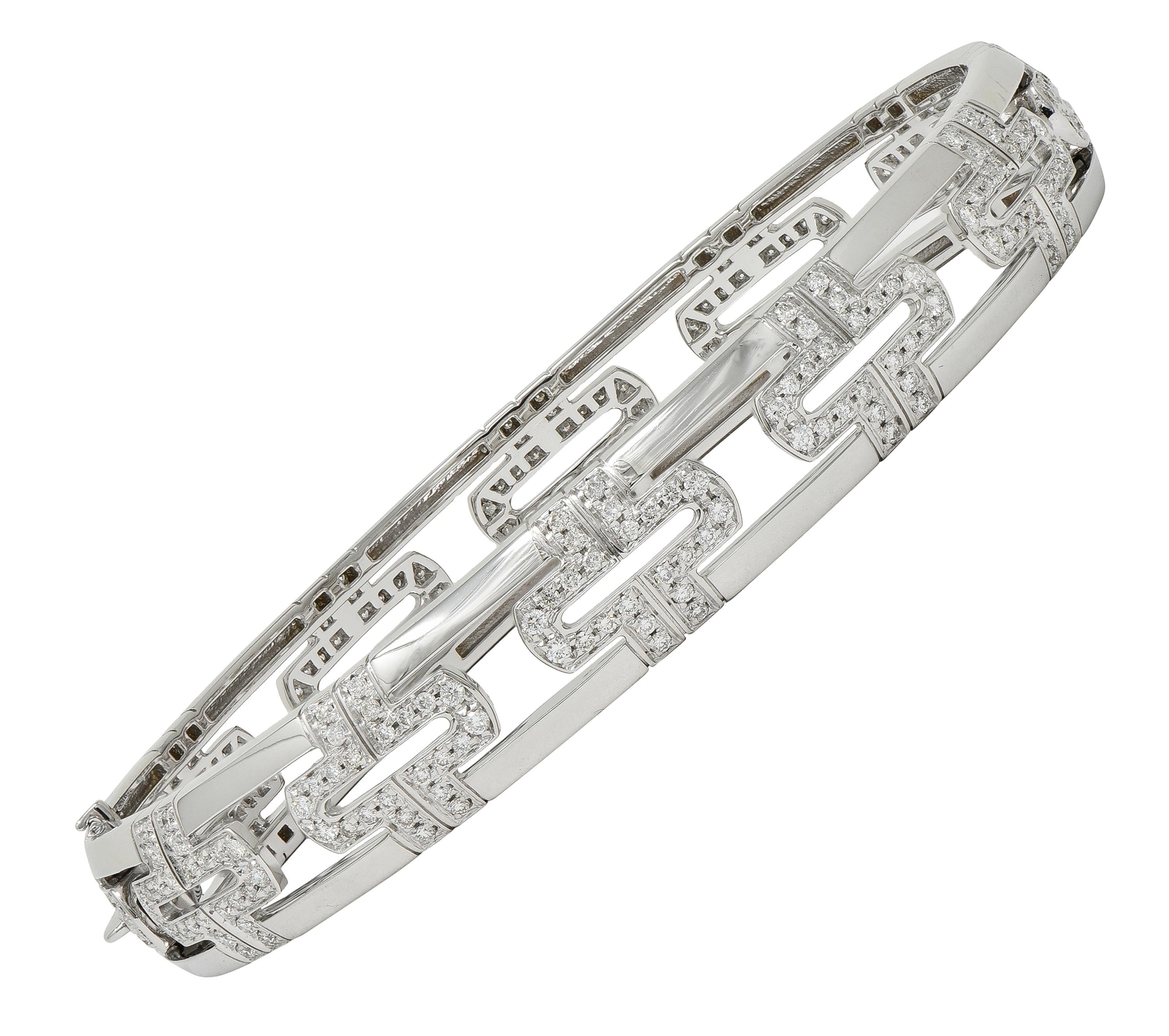 Bulgari Contemporary 3.60 CTW Diamond 18K White Gold Parentesi Bangle Bracelet