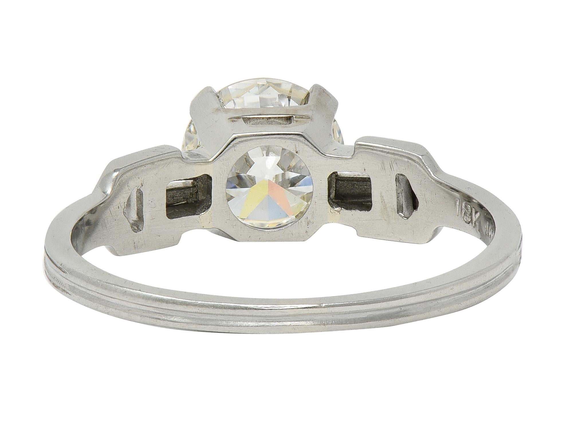 Jabel Art Deco 1.36 CTW Diamond 18K Gold Vintage Buckle Engagement Ring GIA