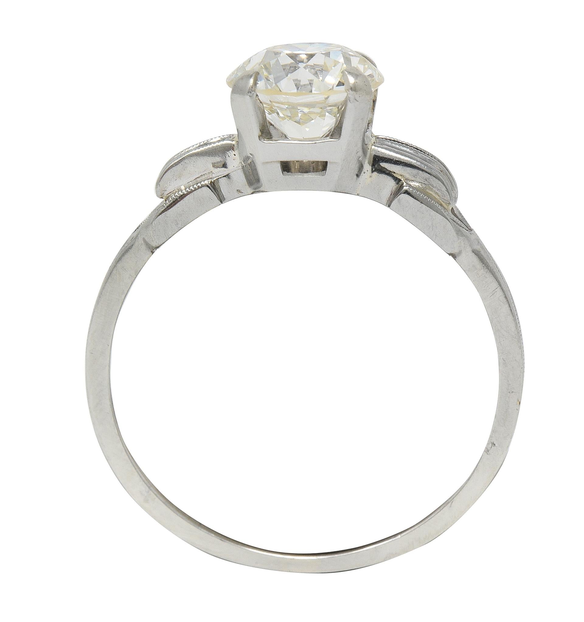 Jabel Art Deco 1.36 CTW Diamond 18K Gold Vintage Buckle Engagement Ring GIA