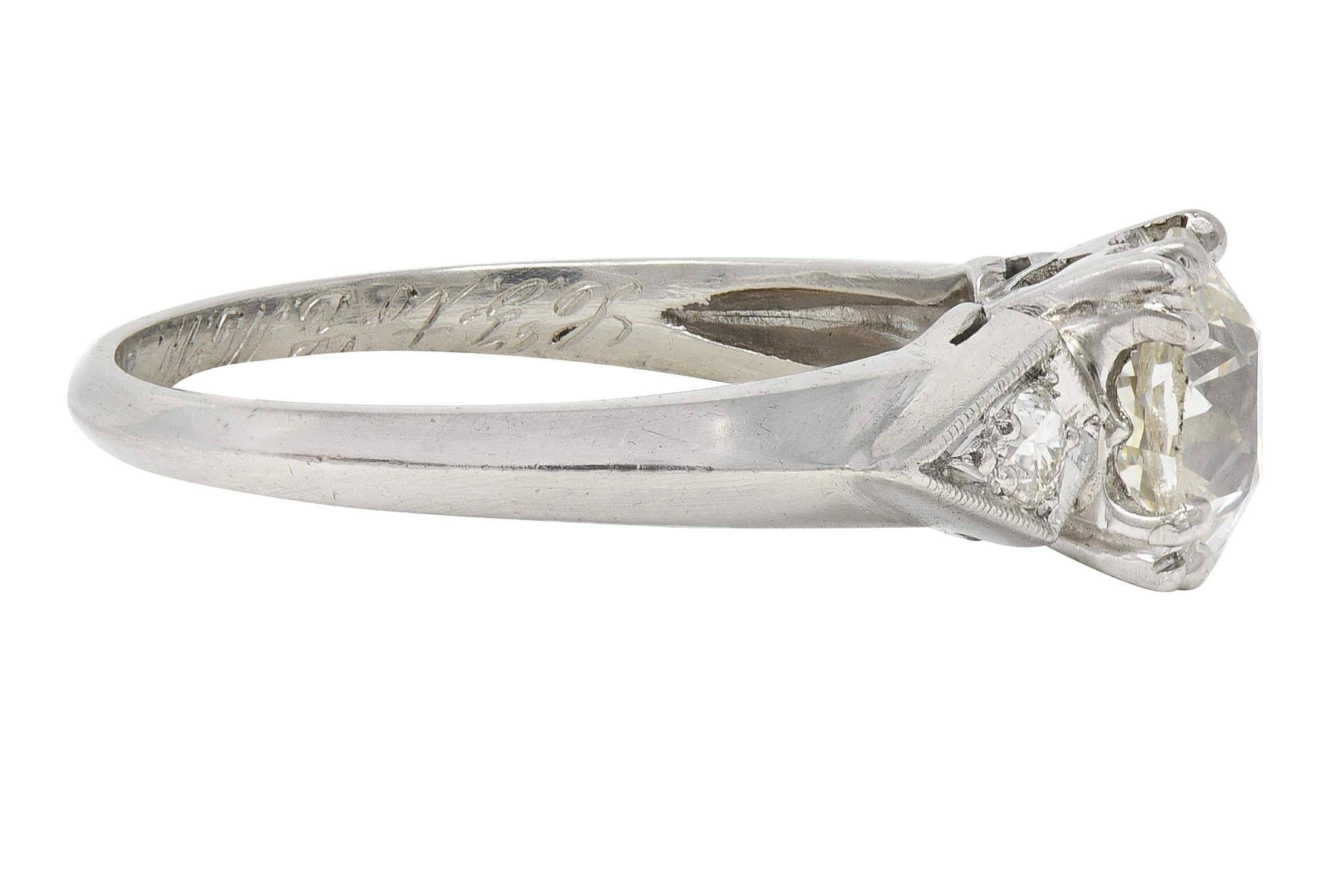 Retro 1941 Old European Cut Diamond Platinum Vintage Engagement Ring GIA