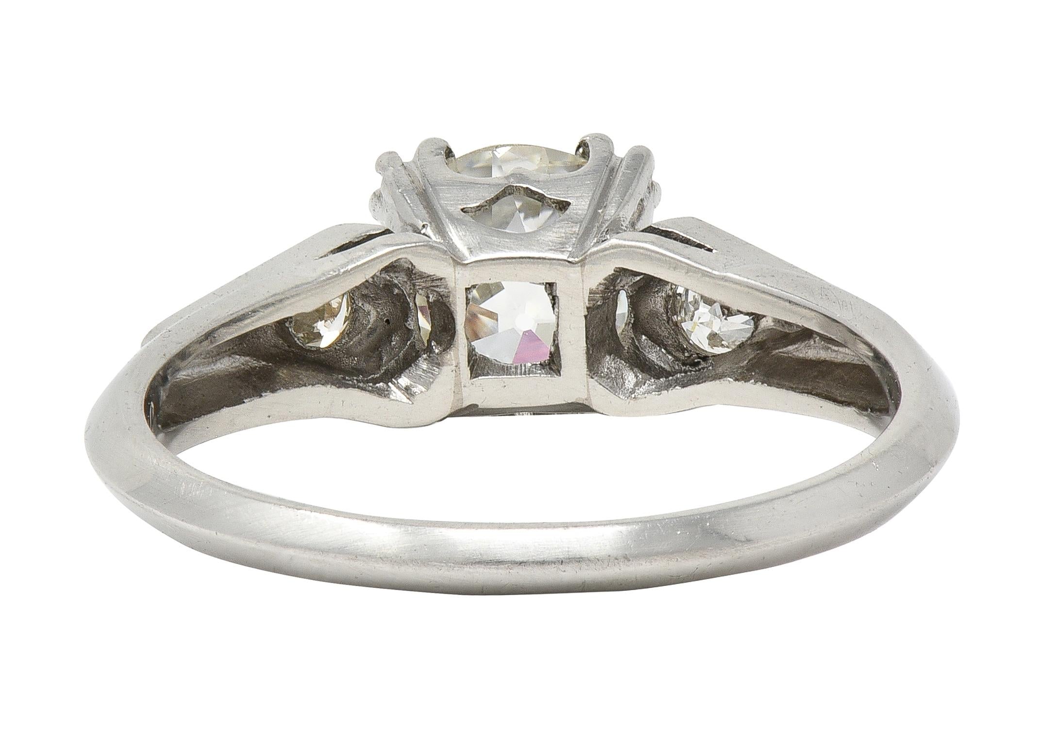 Retro 1941 Old European Cut Diamond Platinum Vintage Engagement Ring GIA