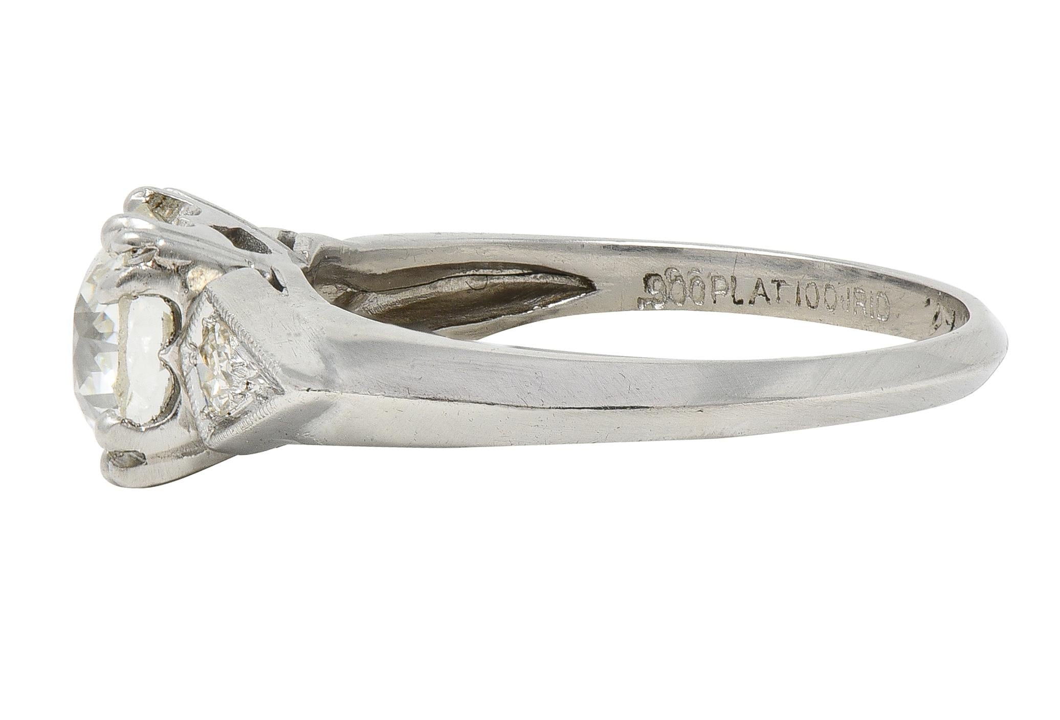 Retro 1941 Old European Cut Diamond Platinum Vintage Engagement Ring GIA