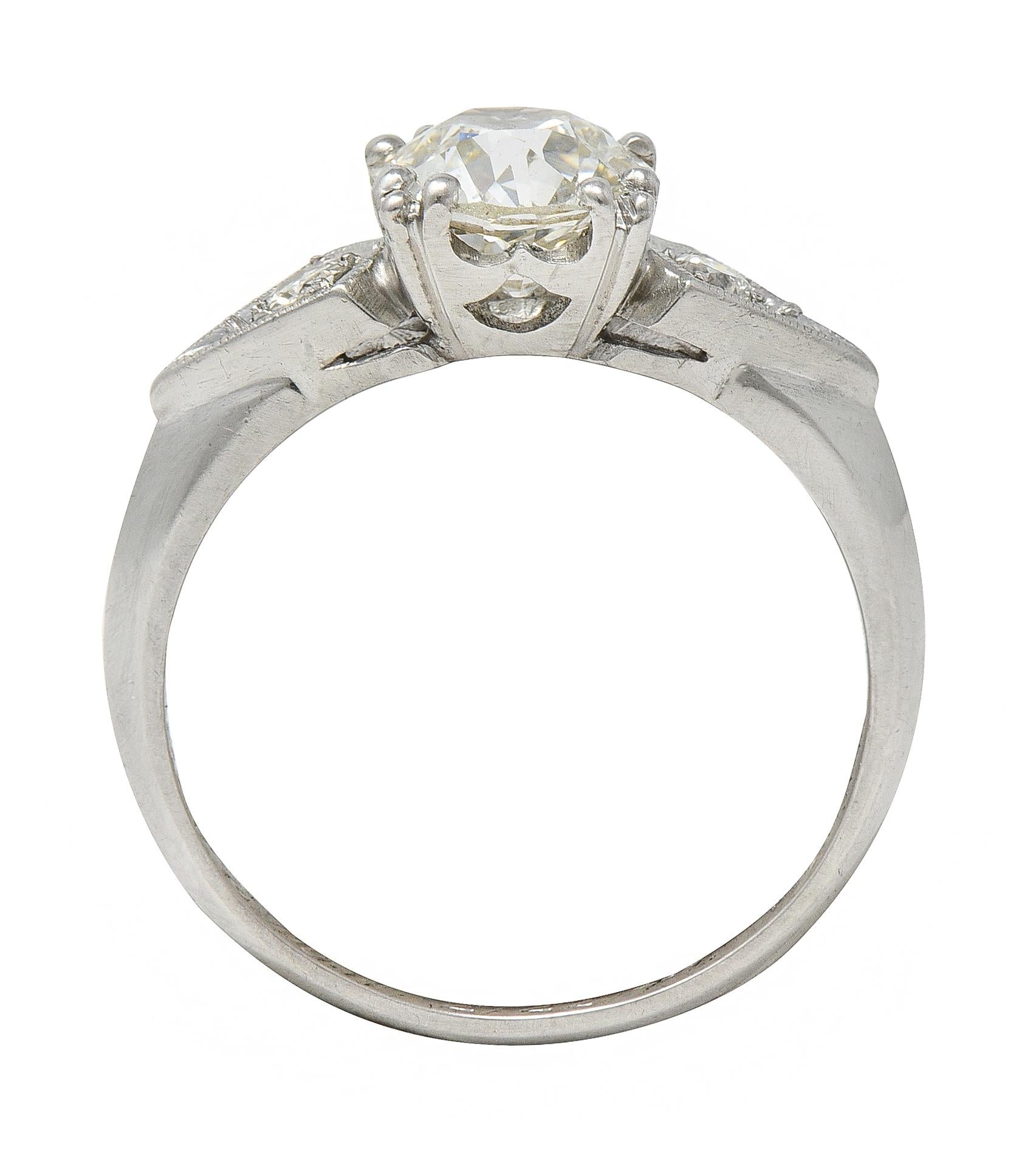 Retro 1941 Old European Cut Diamond Platinum Vintage Engagement Ring GIA