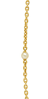 French Victorian Pearl 18 Karat Yellow Gold 34 3/4 Long Antique Station Necklace
