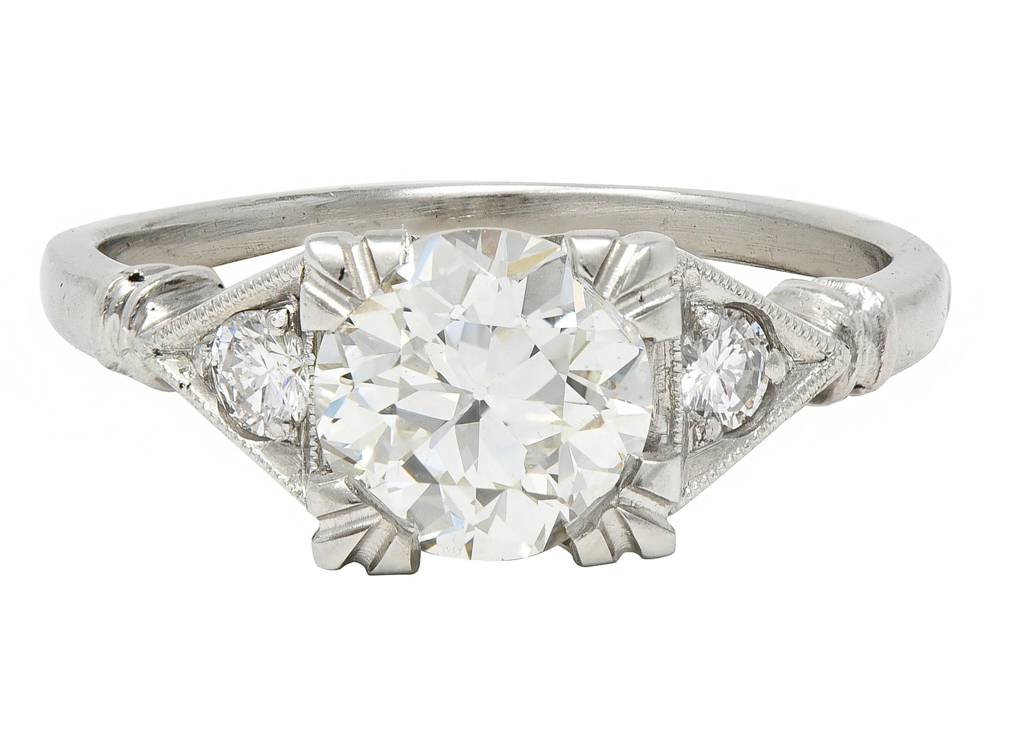 Art Deco 1.26 CTW Old European Diamond Platinum Vintage Engagement Ring GIA