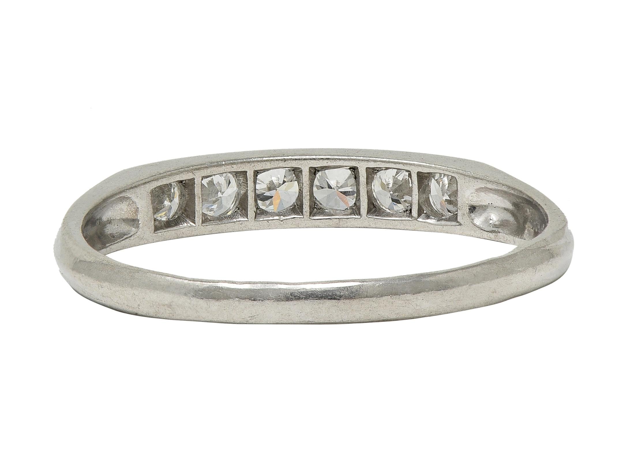 Art Deco Diamond Platinum Vintage Channel Wedding Band Ring