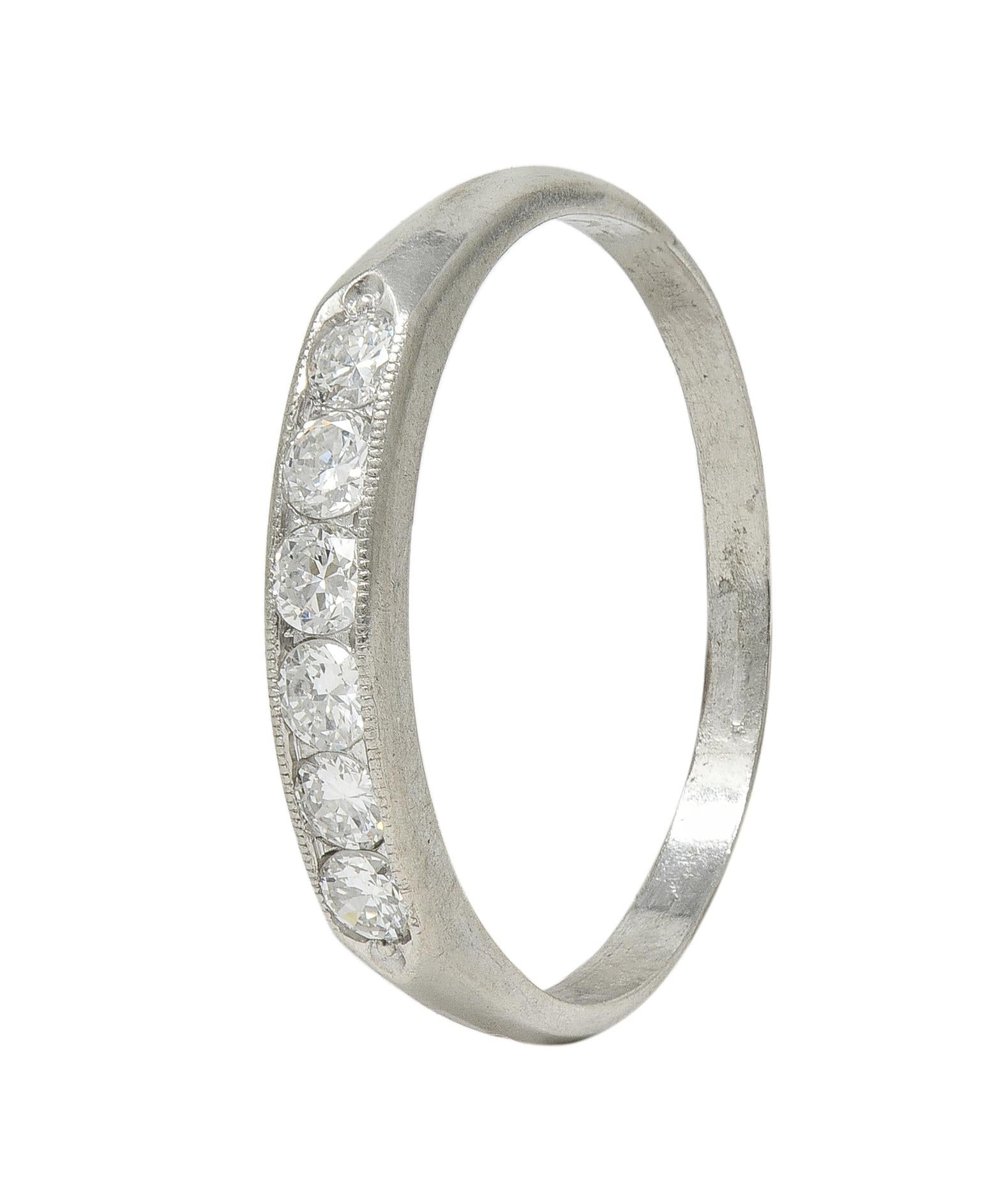 Art Deco Diamond Platinum Vintage Channel Wedding Band Ring