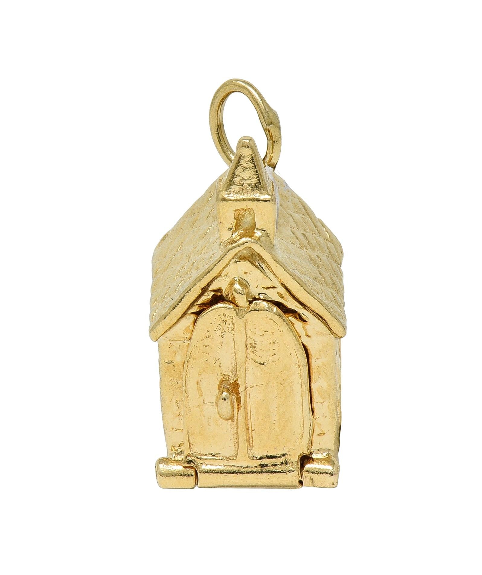 1950's 14 Karat Yellow Gold Vintage Wedding Chapel Pendant Charm