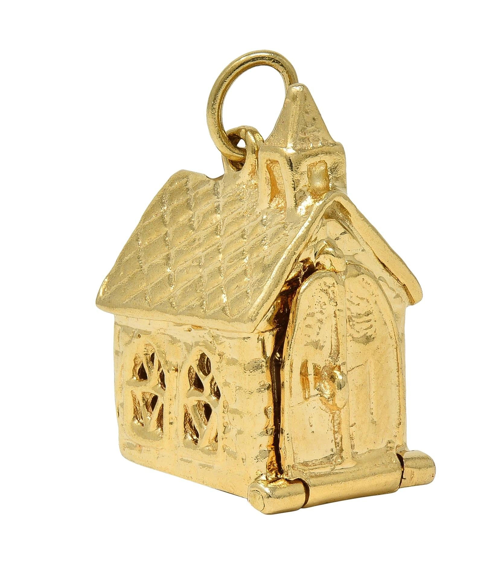 1950's 14 Karat Yellow Gold Vintage Wedding Chapel Pendant Charm