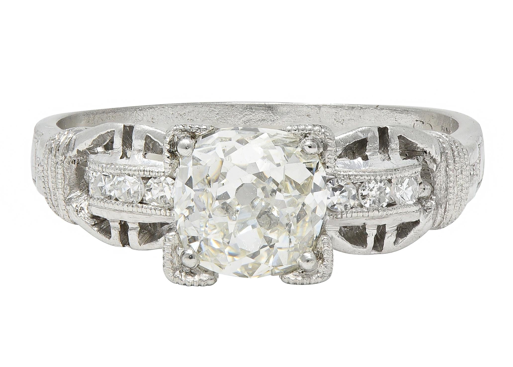 Art Deco 1.16 CTW Diamond Platinum Vintage Buckle Engagement Ring