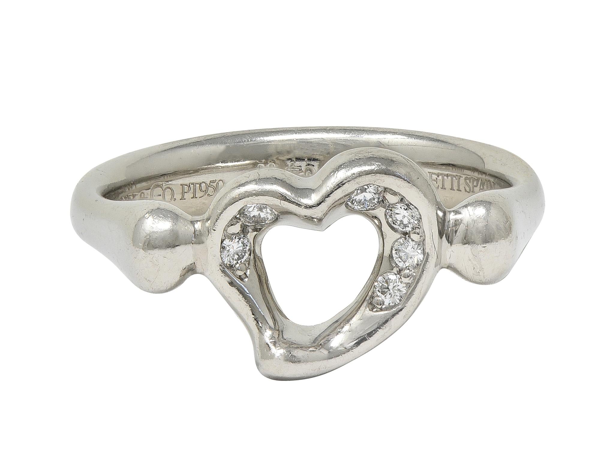 Elsa Peretti Tiffany & Co. 1990s's Diamond Platinum Open Heart Band Ring