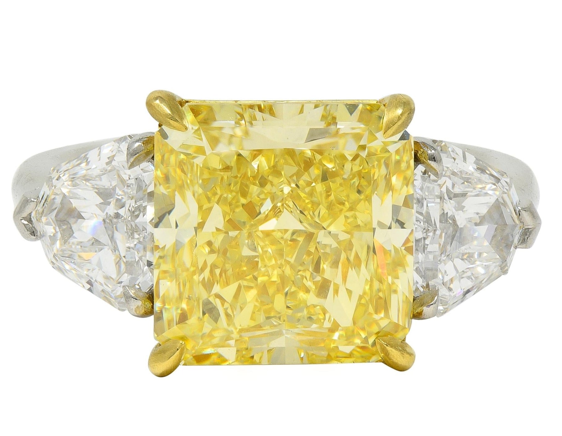 7.31 CTW Fancy Intense Yellow Diamond Platinum 18K Gold Engagement Ring GIA