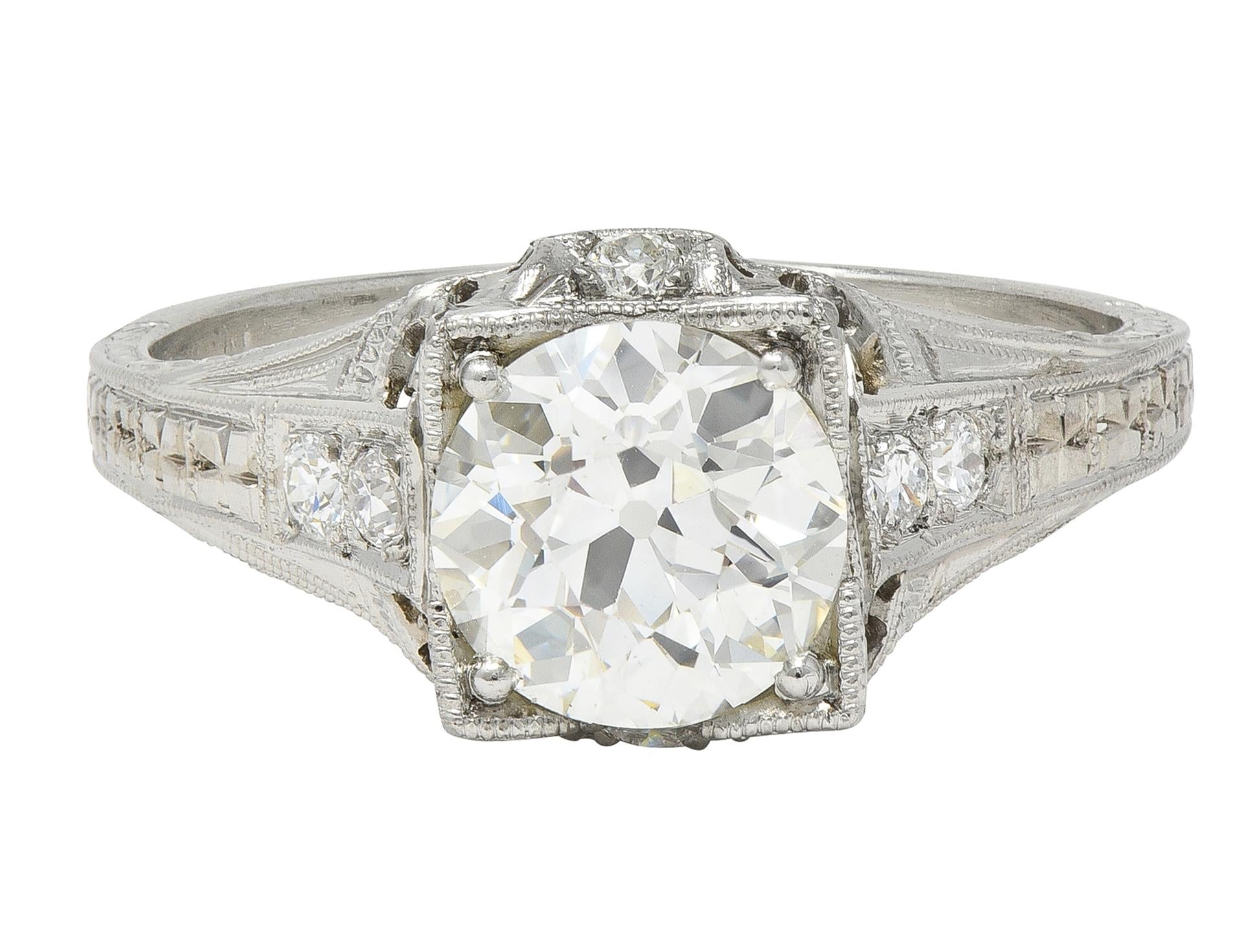 Art Deco 1.67 CTW Diamond Platinum Orange Blossom Vintage Engagement Ring