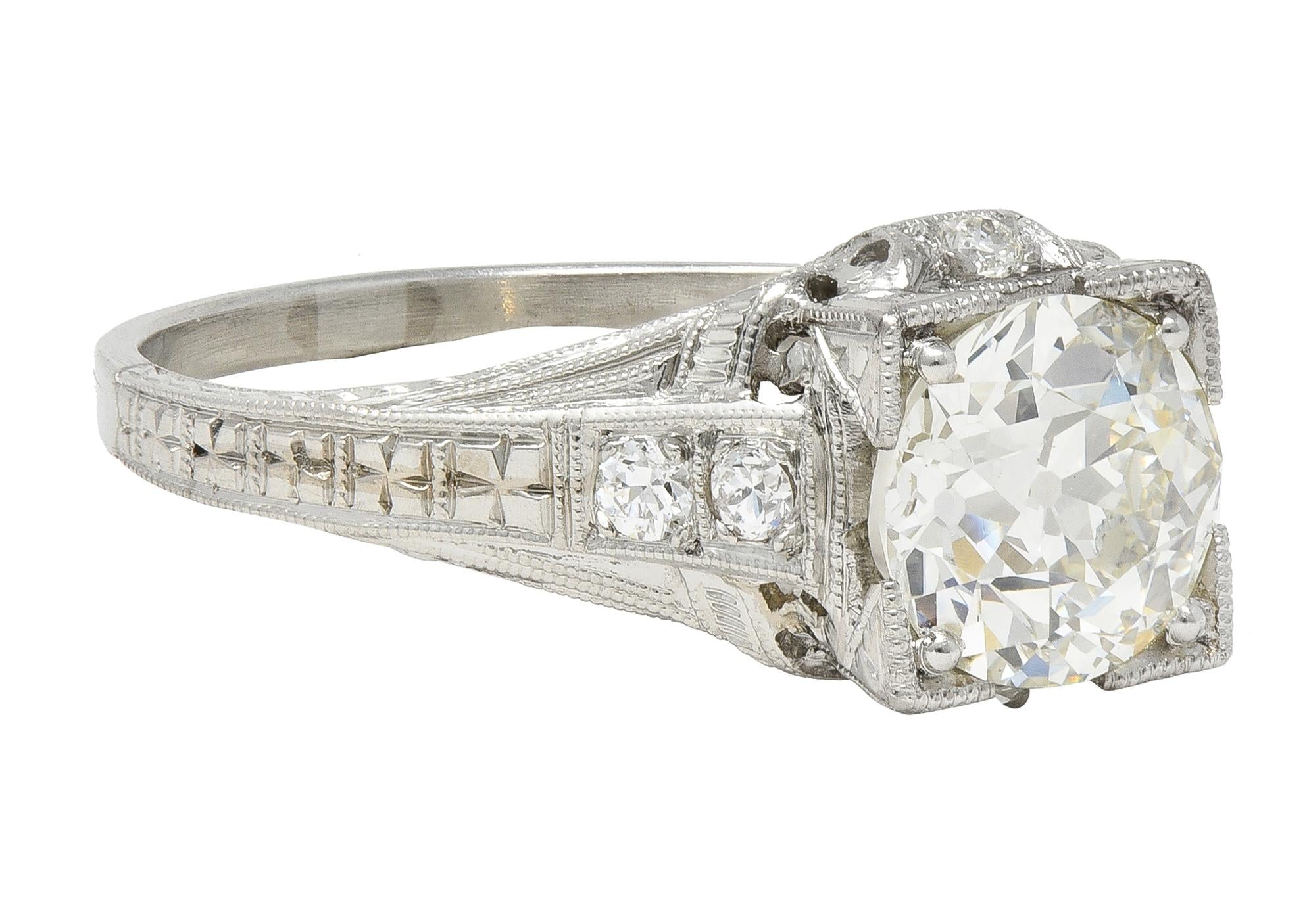 Art Deco 1.67 CTW Diamond Platinum Orange Blossom Vintage Engagement Ring