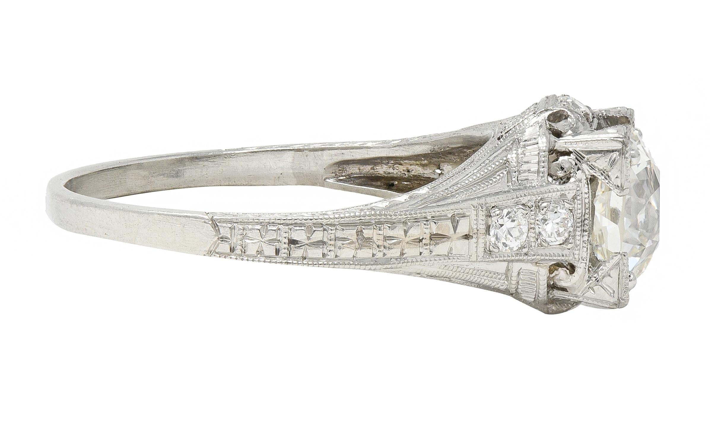 Art Deco 1.67 CTW Diamond Platinum Orange Blossom Vintage Engagement Ring