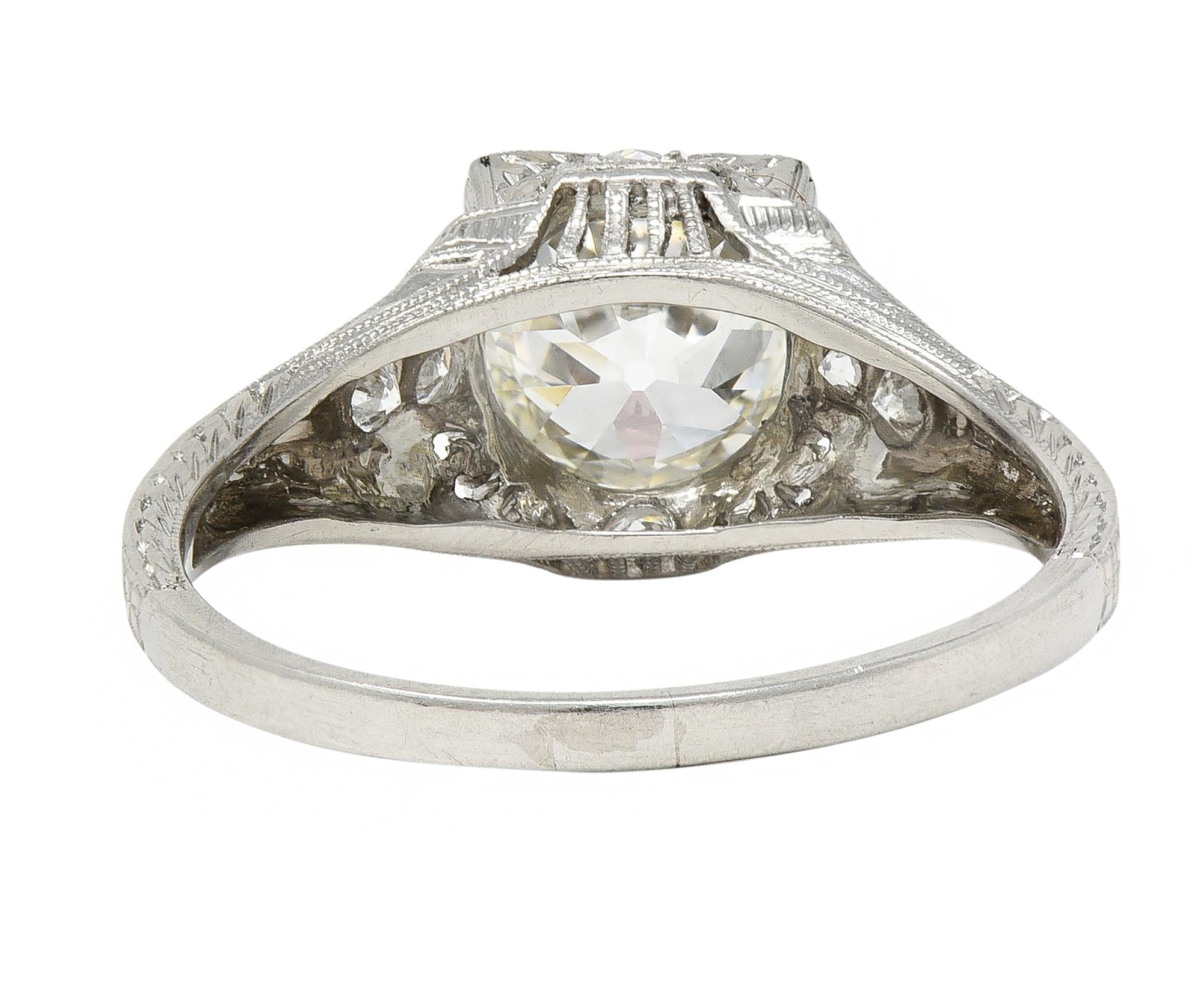 Art Deco 1.67 CTW Diamond Platinum Orange Blossom Vintage Engagement Ring