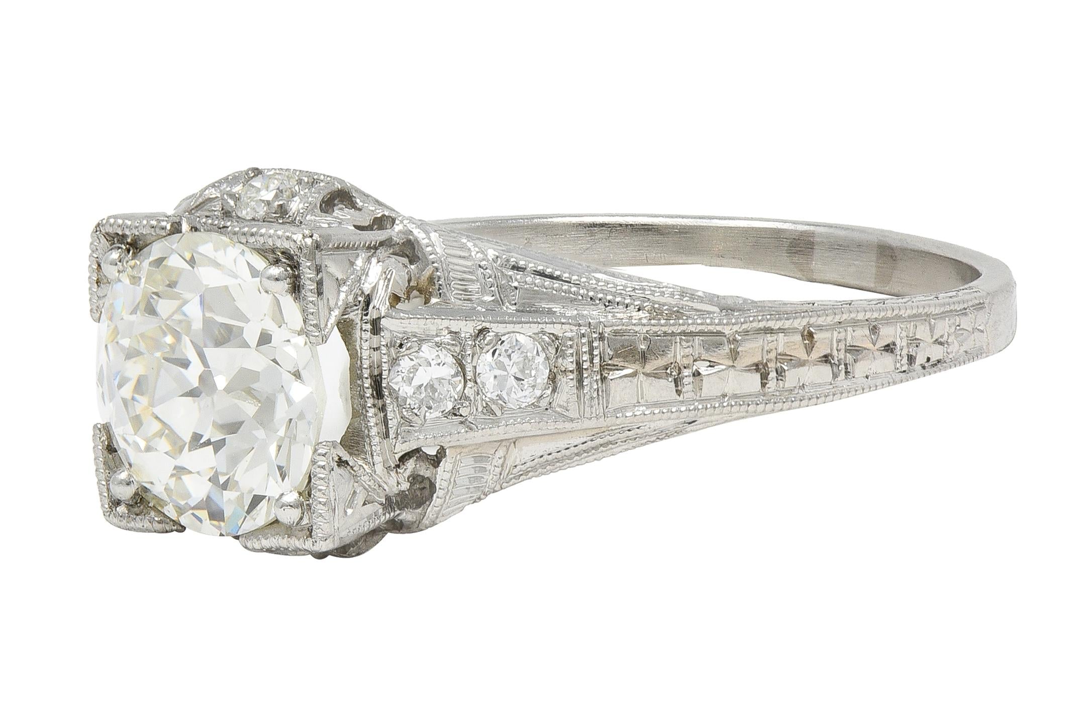 Art Deco 1.67 CTW Diamond Platinum Orange Blossom Vintage Engagement Ring