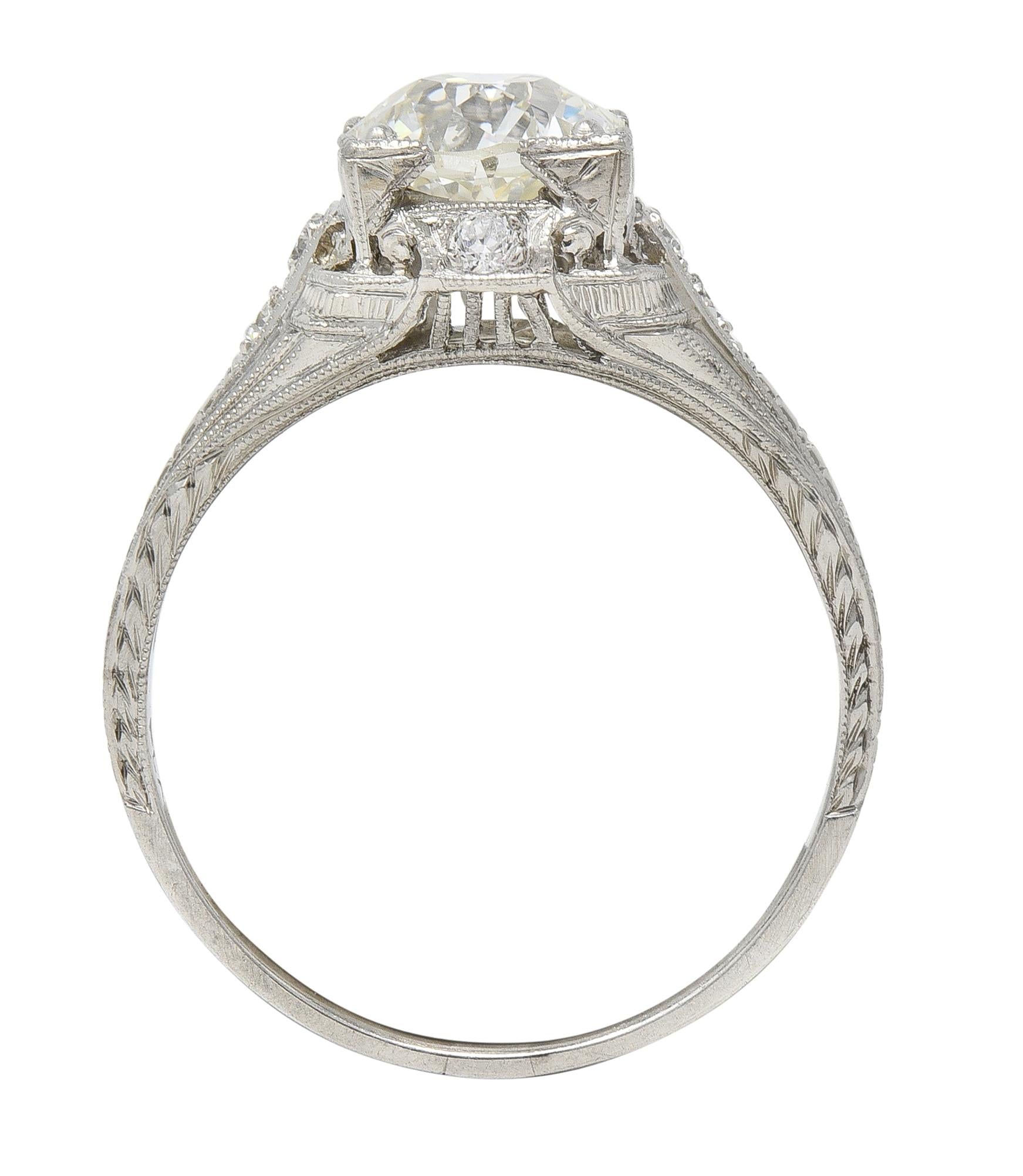 Art Deco 1.67 CTW Diamond Platinum Orange Blossom Vintage Engagement Ring