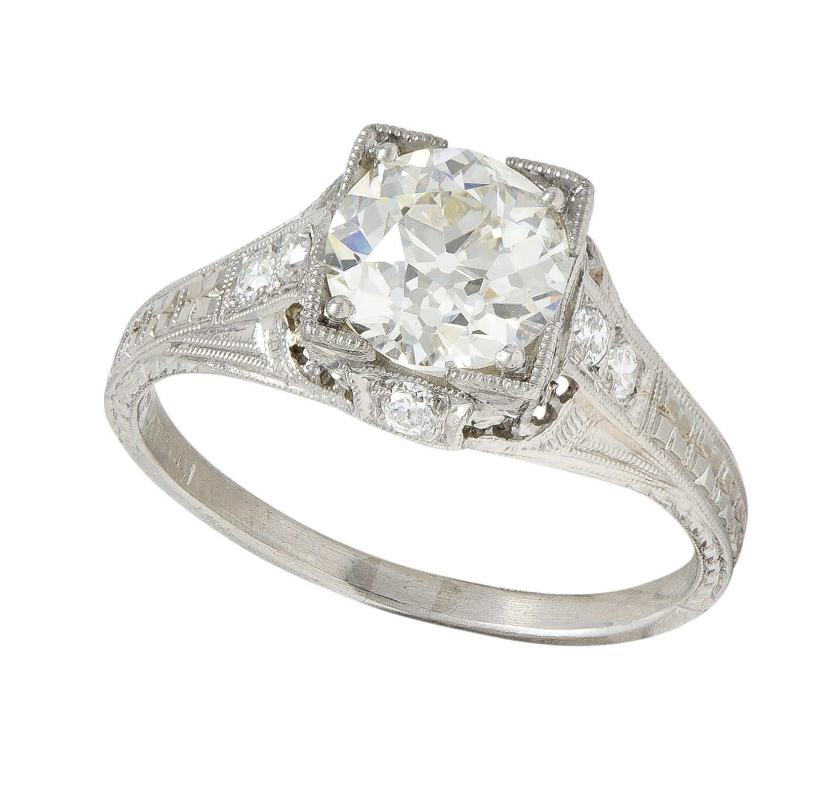 Art Deco 1.67 CTW Diamond Platinum Orange Blossom Vintage Engagement Ring