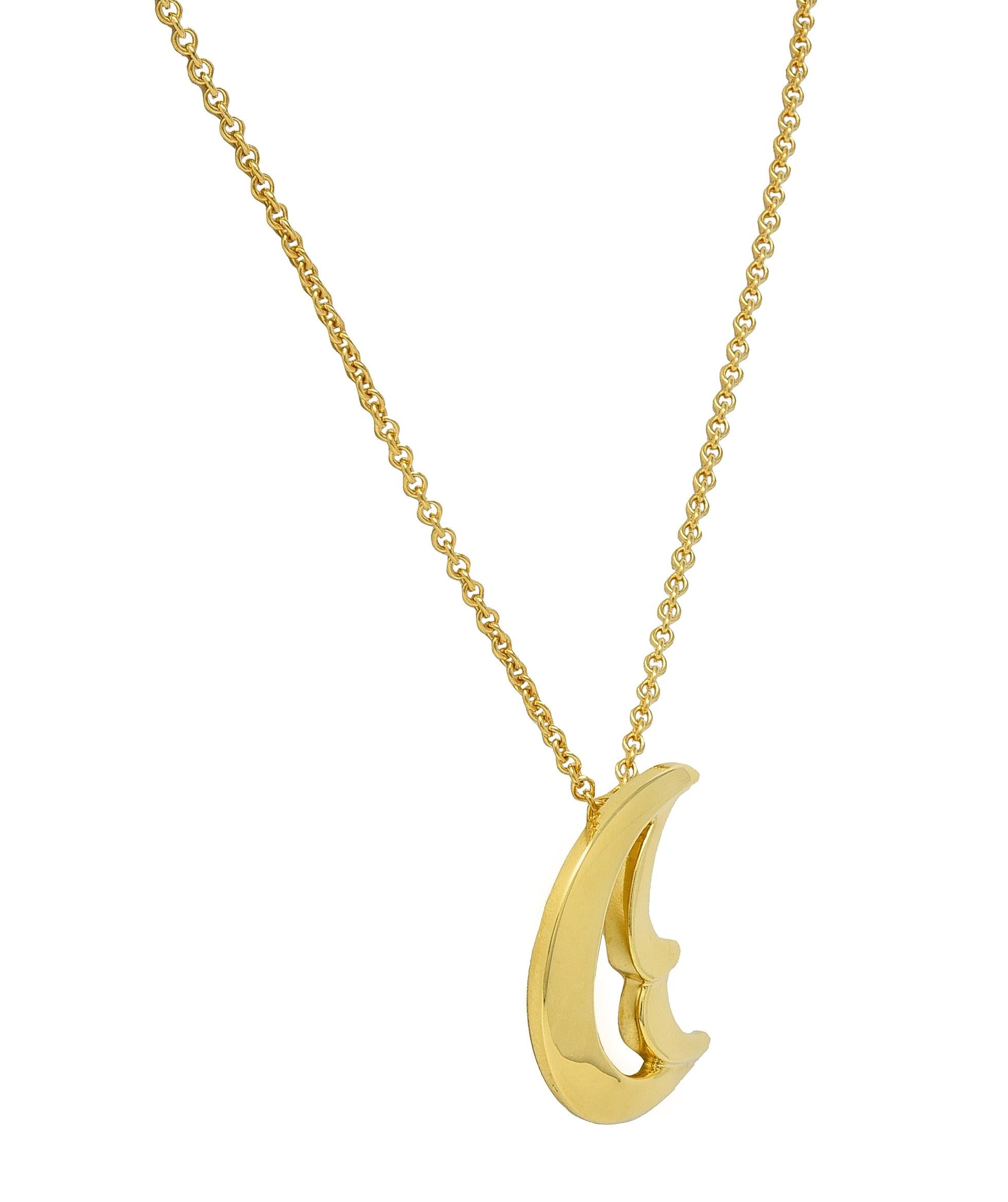 Paloma Picasso Tiffany & Co. 18K Gold Vintage Graffiti Moon Pendant Necklace
