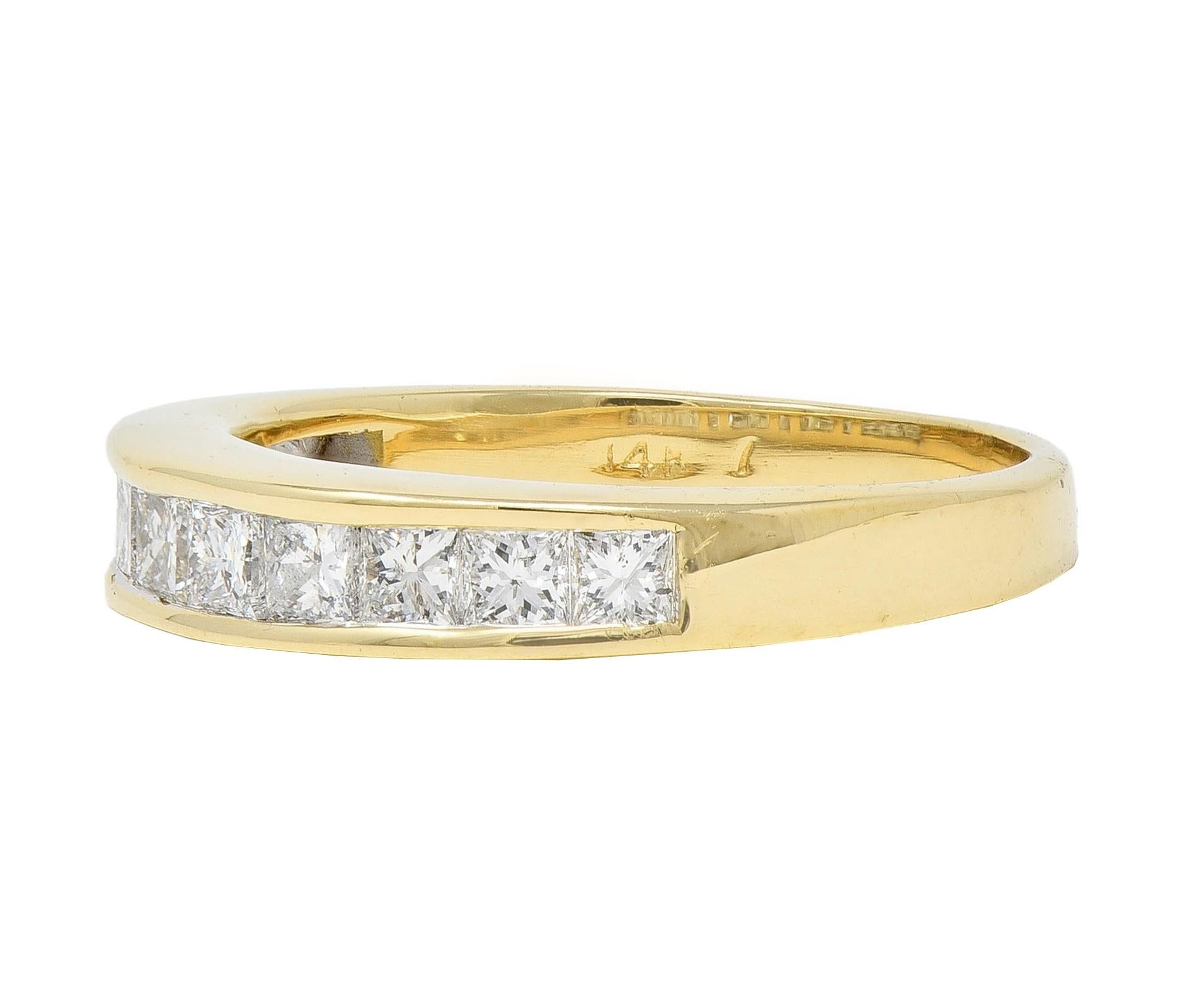 Contemporary 1.20 CTW Princess Cut Diamond 14K Yellow Gold Wedding Band Ring