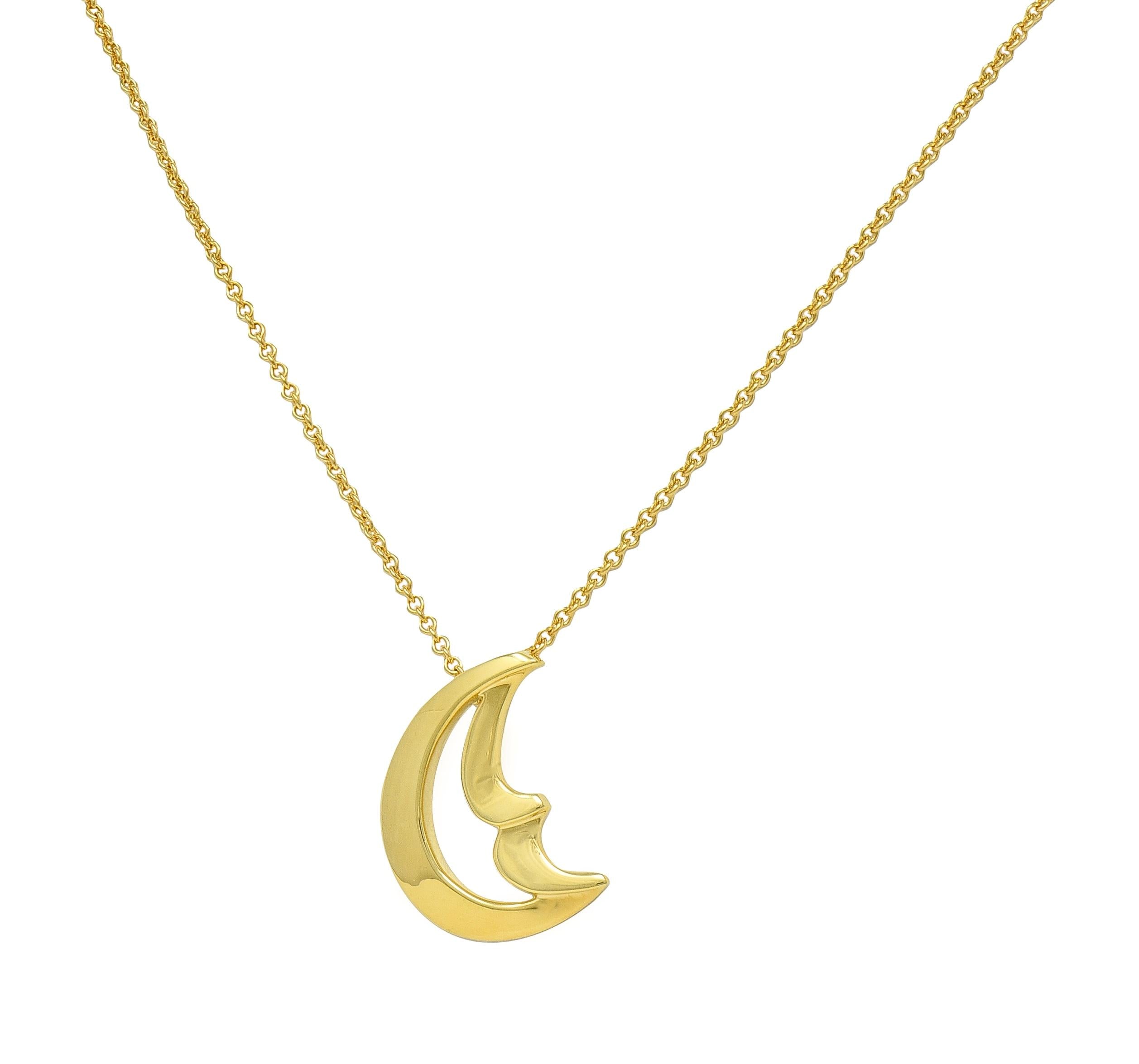 Paloma Picasso Tiffany & Co. 18K Gold Vintage Graffiti Moon Pendant Necklace