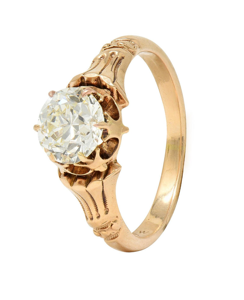 Victorian 1.12 CTW Old European Diamond 14 Karat Gold Antique Engagement Ring