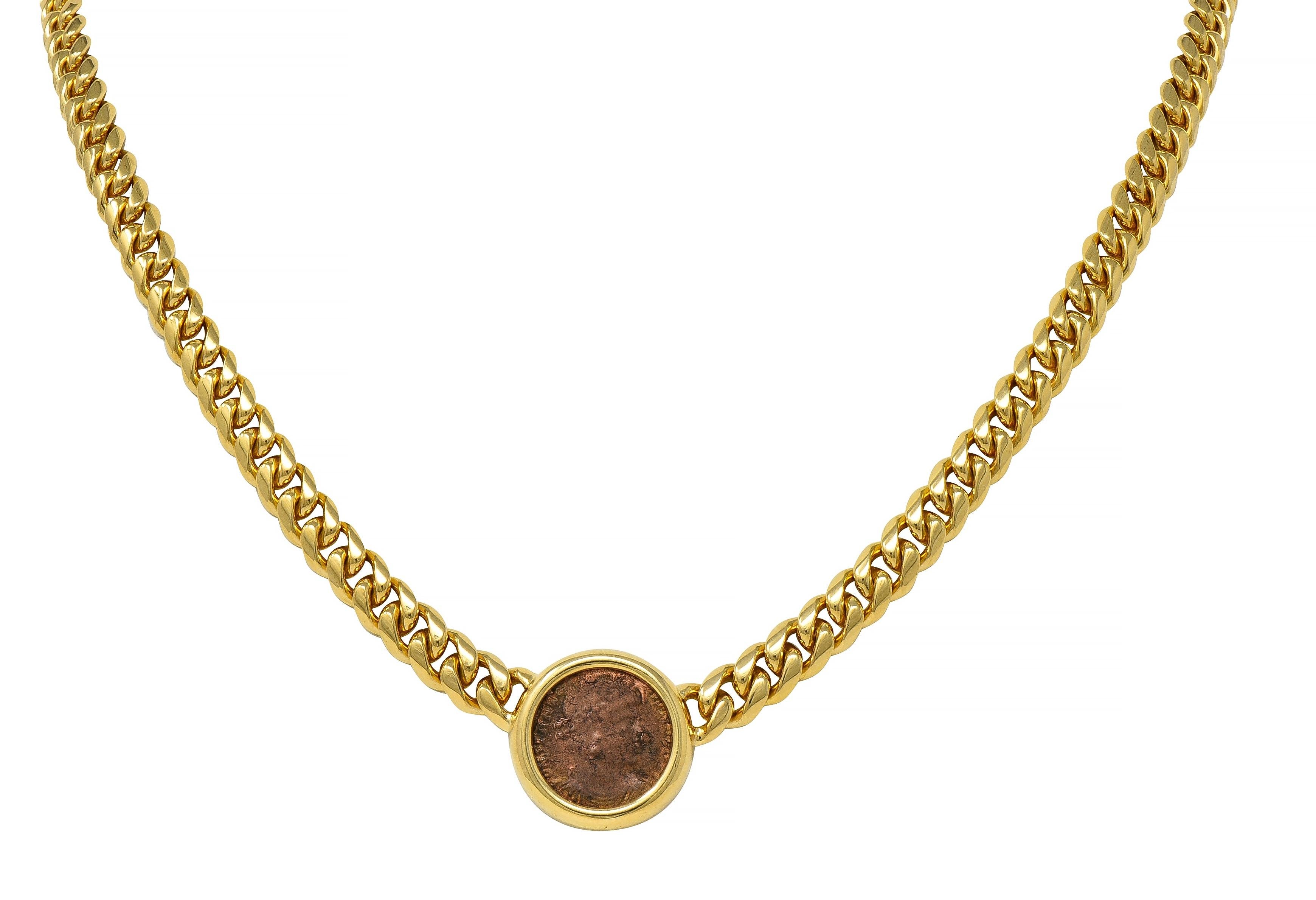 Bulgari Ancient Coin 18K Gold Monete Roman Constantine Vintage Chain Necklace