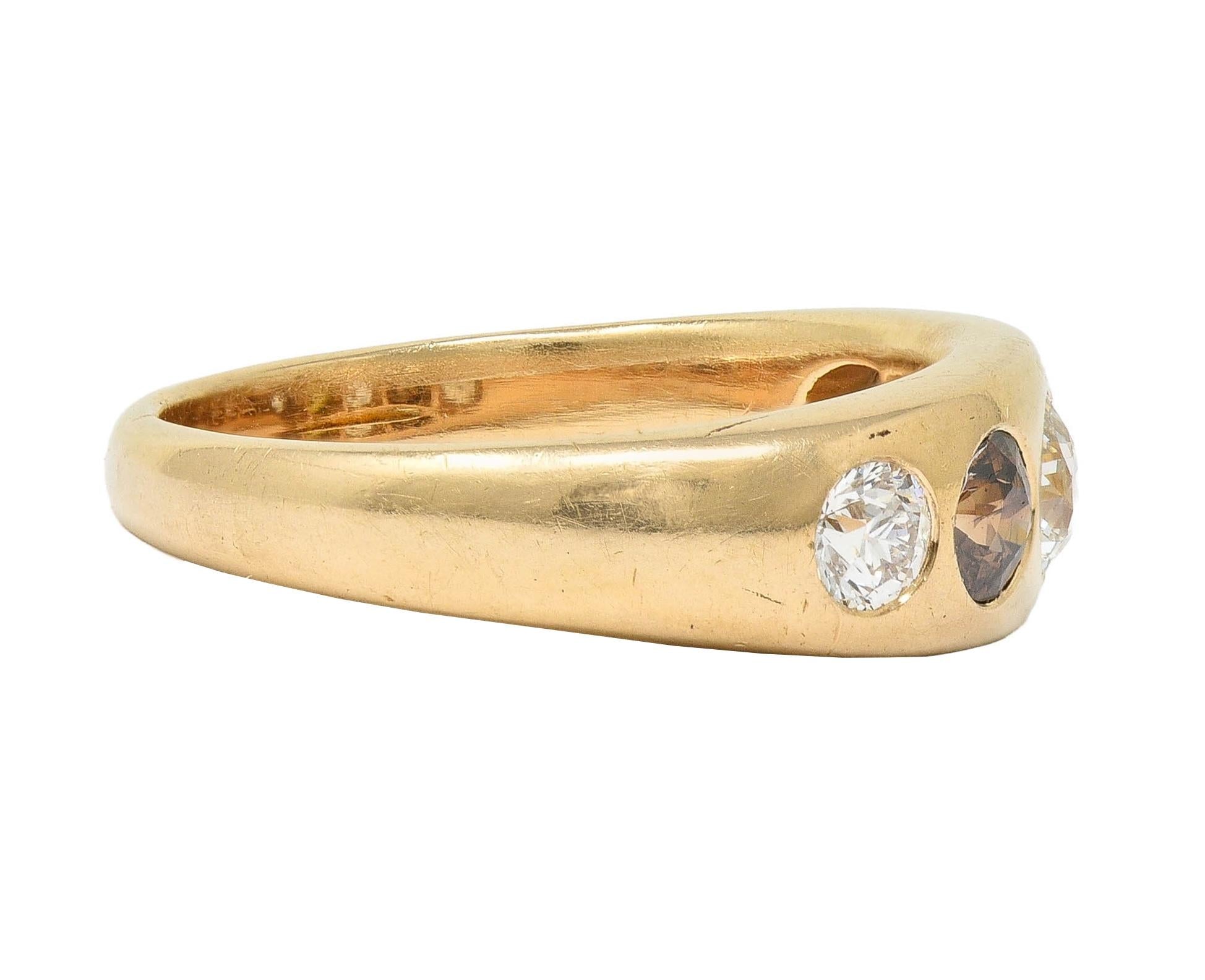 1960's 1.25 CTW Fancy Multi-Colored Diamond 14 Karat Gold Vintage Band Ring