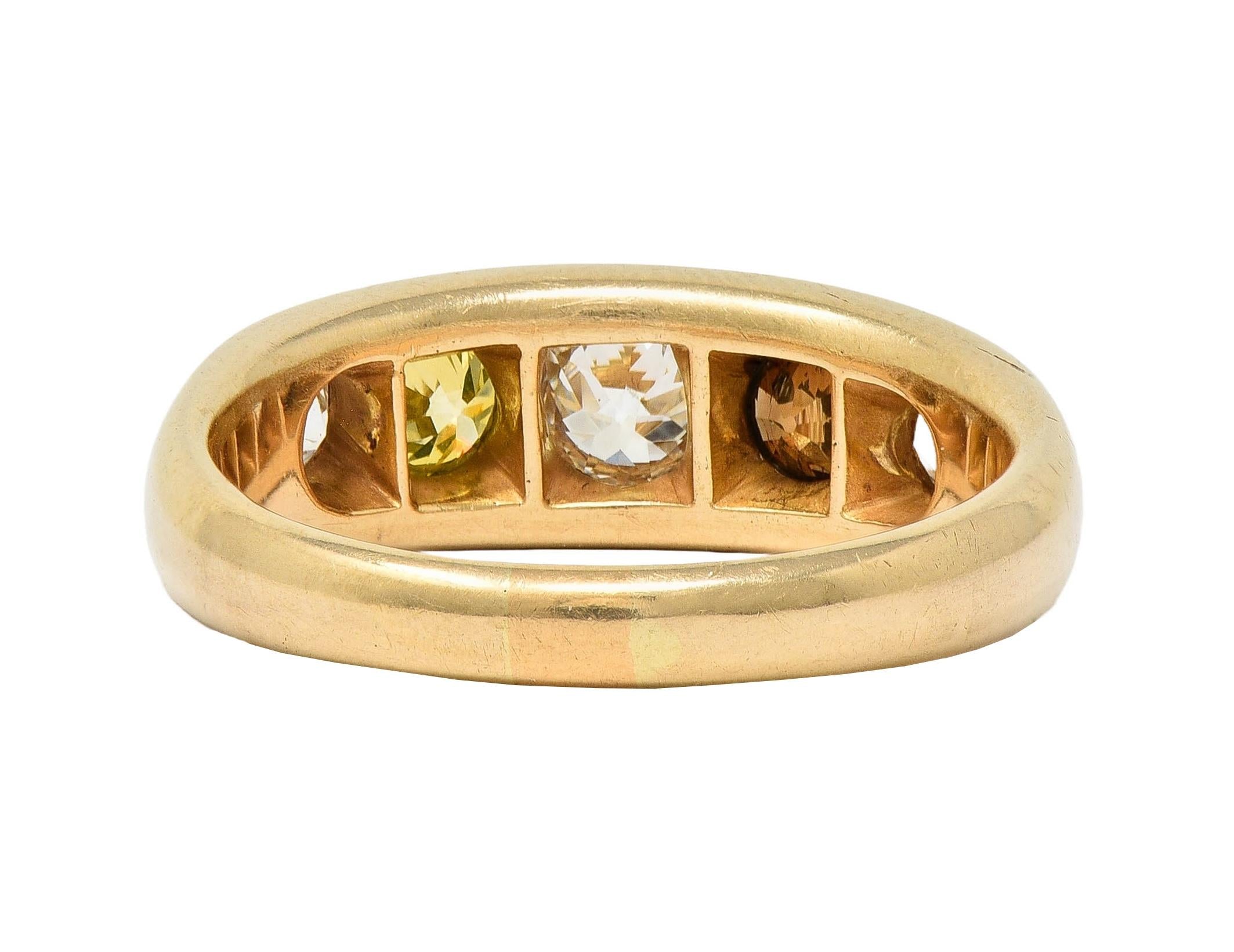 1960's 1.25 CTW Fancy Multi-Colored Diamond 14 Karat Gold Vintage Band Ring
