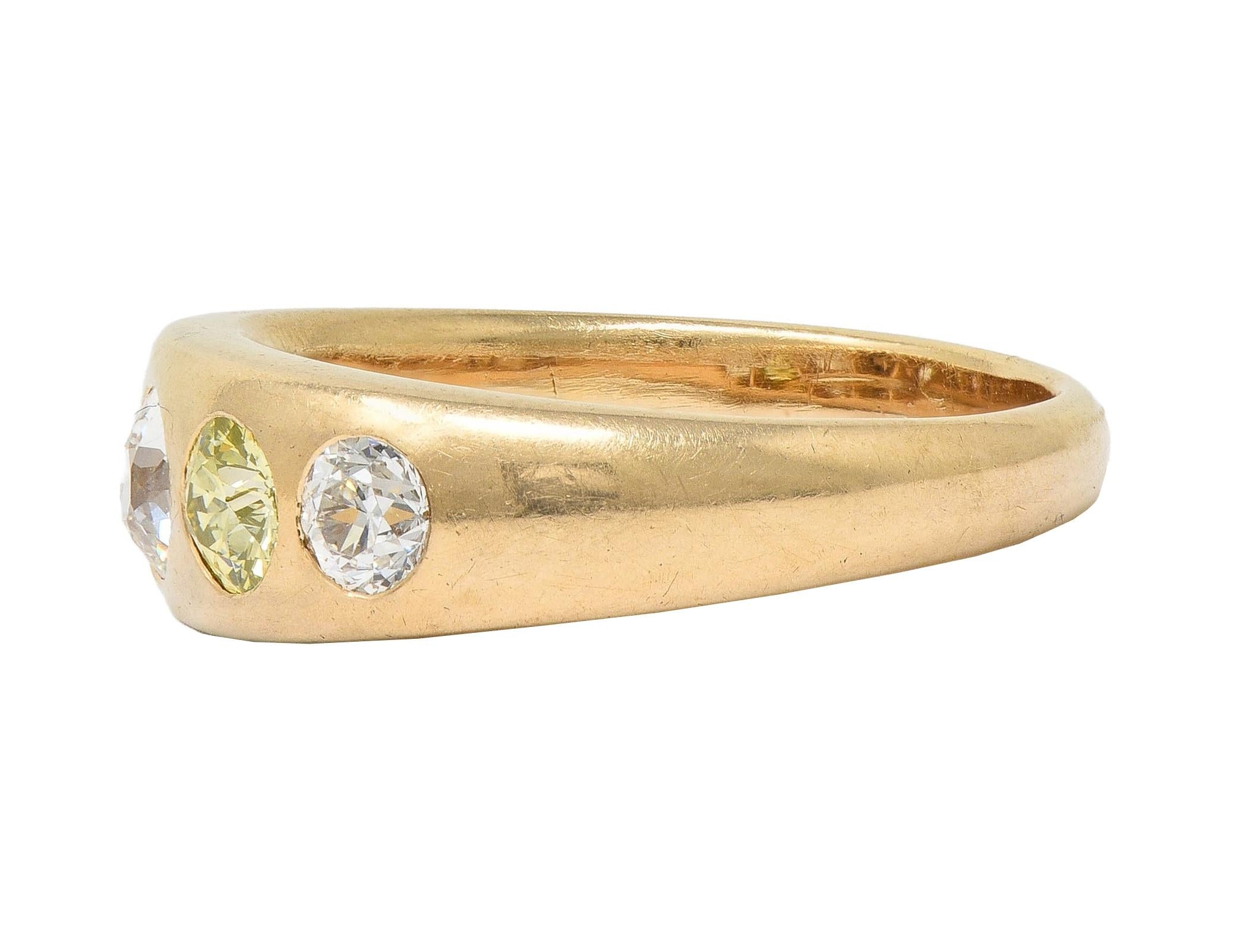 1960's 1.25 CTW Fancy Multi-Colored Diamond 14 Karat Gold Vintage Band Ring