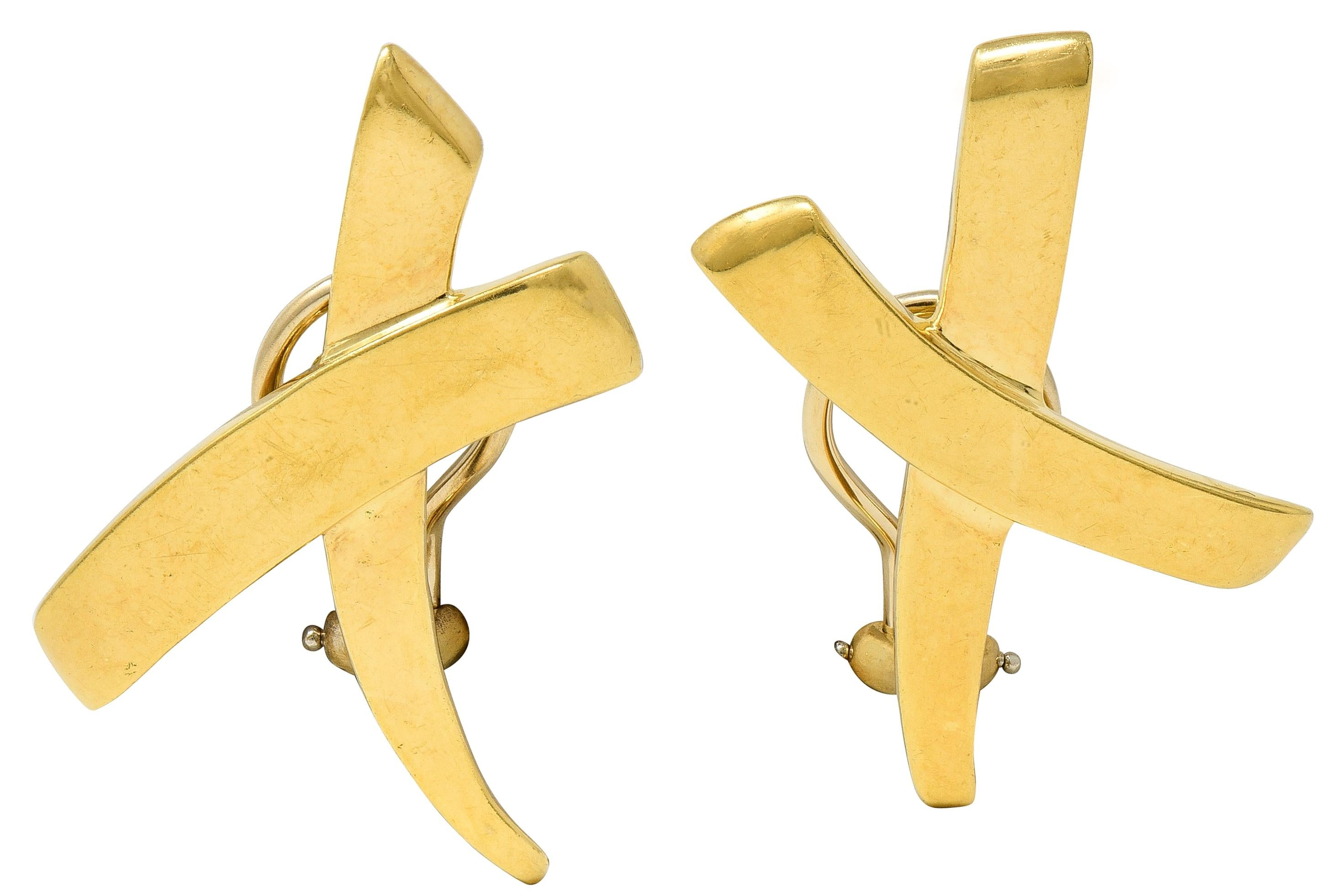 Paloma Picasso Tiffany & Co. 1983 18K Gold X Graffiti Vintage Ear-Clip Earrings