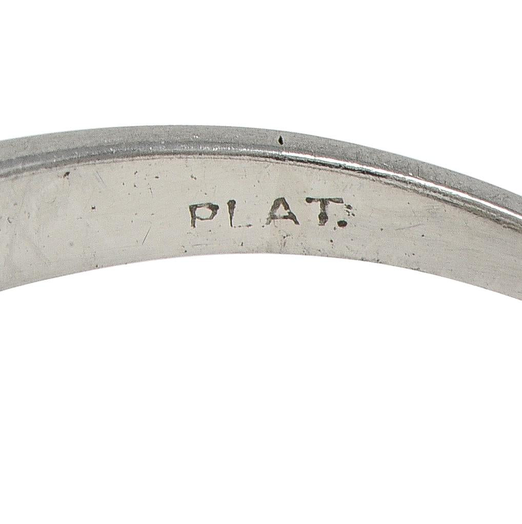Mid-Century European Diamond Platinum Vintage Fishtail Contour Wedding Band Ring