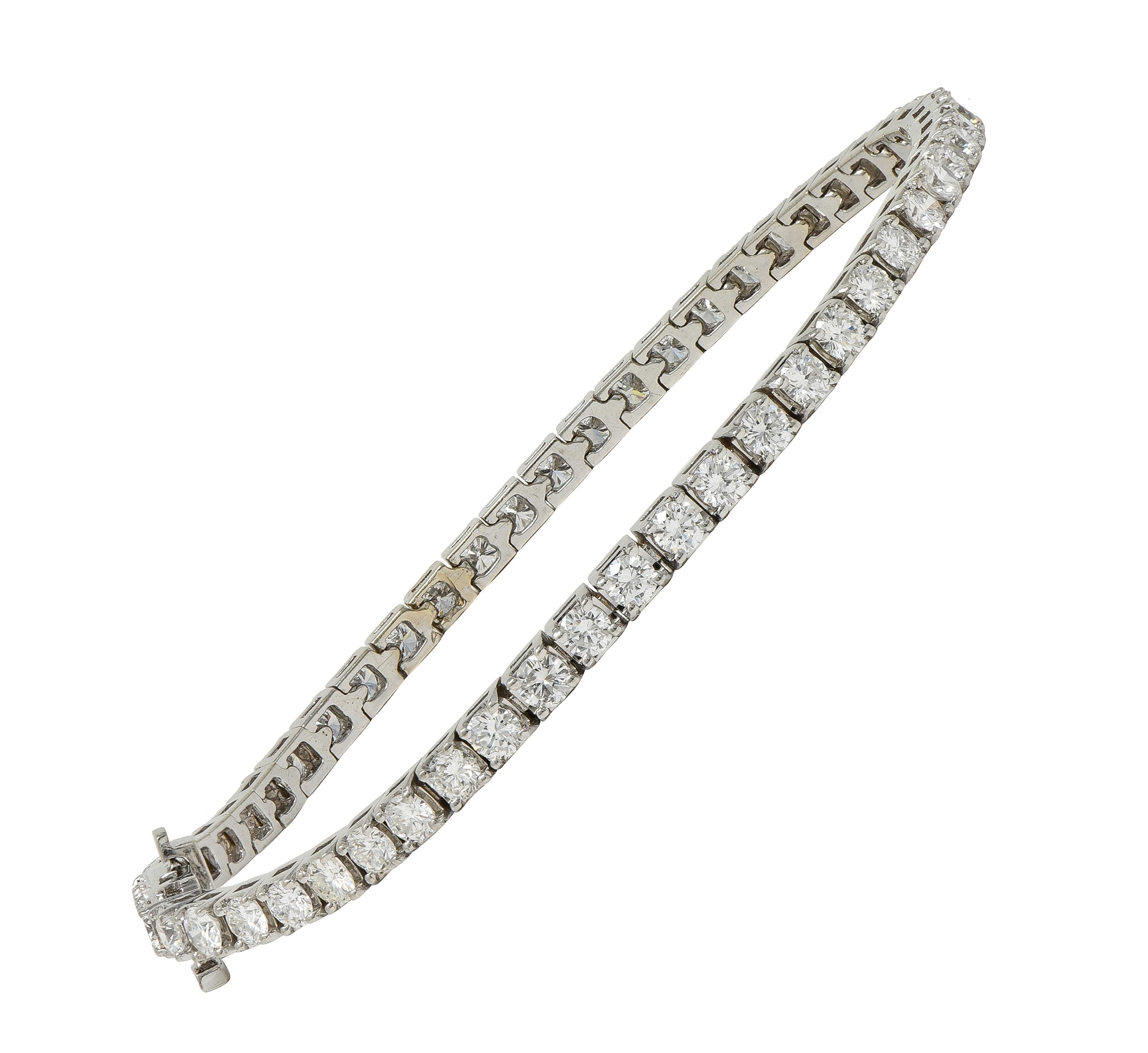 Contemporary 3.25 CTW Diamond 14 Karat White Gold Tennis Line Bracelet