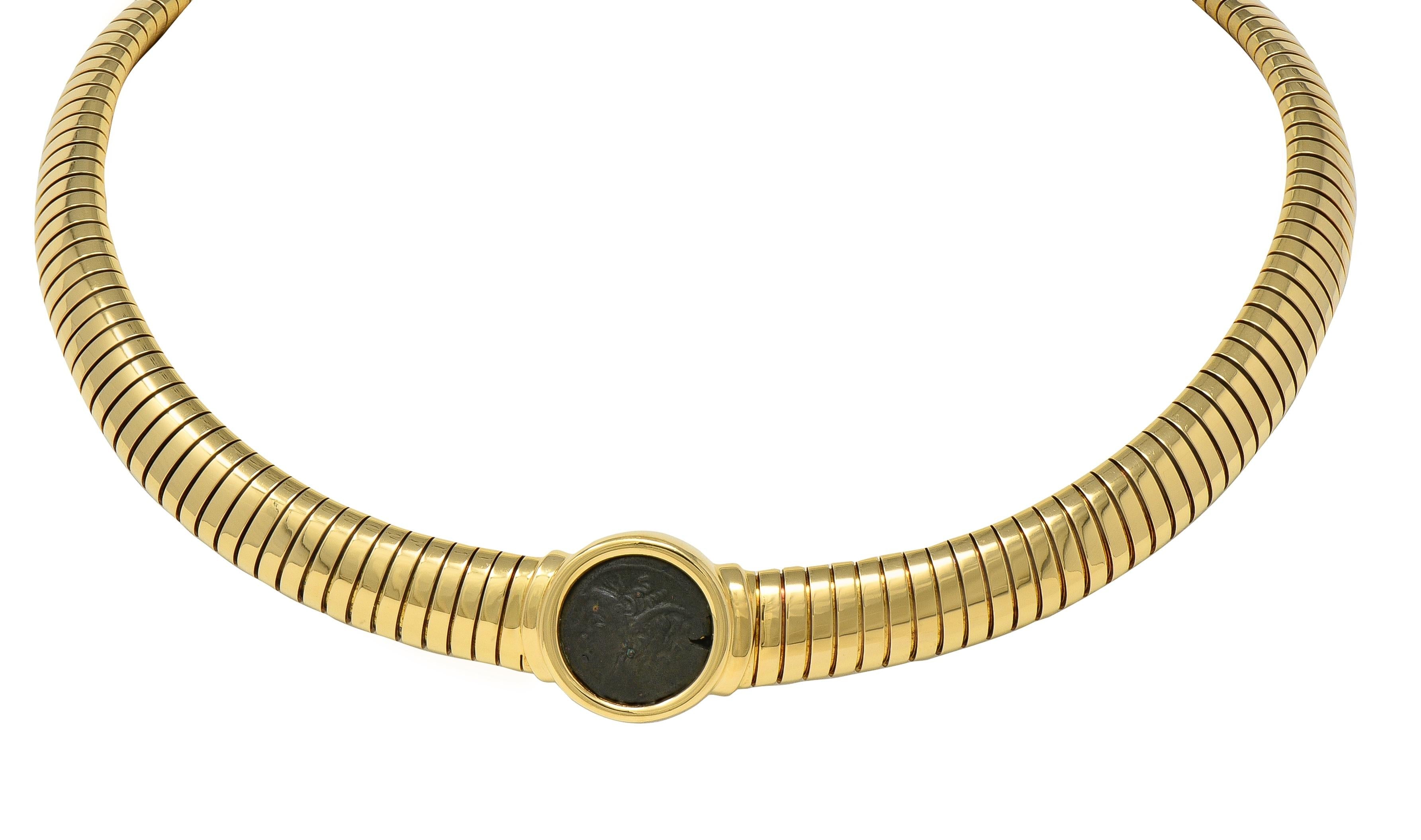 Bulgari 1980's 18K Gold Vintage Ancient Carthage Coin Monete Tubogas Necklace