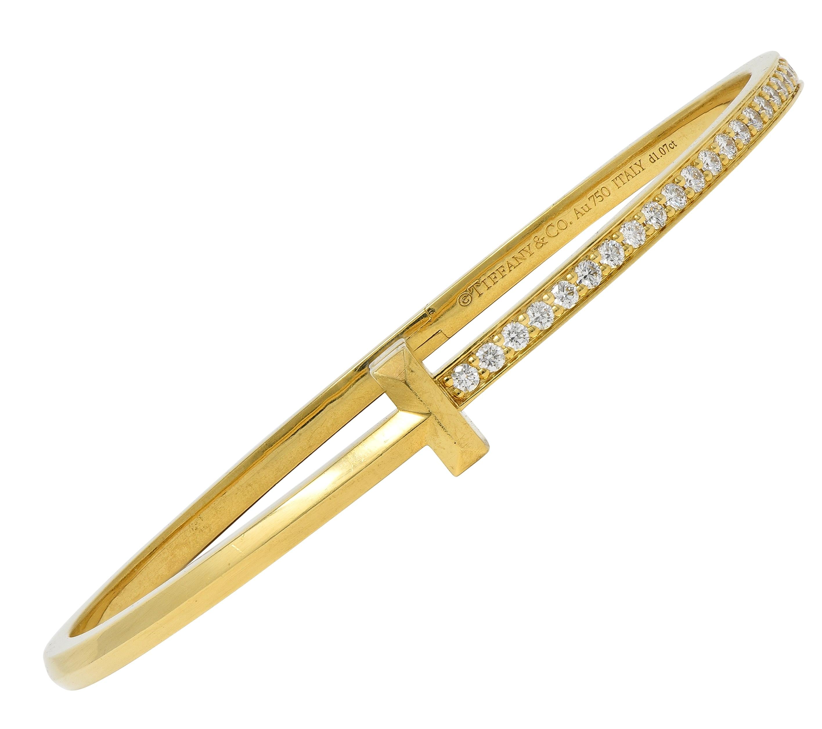 Tiffany & Co. Diamond 18 Karat Yellow Gold T1 Rolling Bangle Bracelet