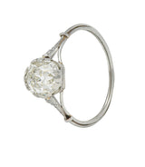 Art Deco French 1.55 CTW Old Mine Cut Diamond Platinum Vintage Engagement Ring