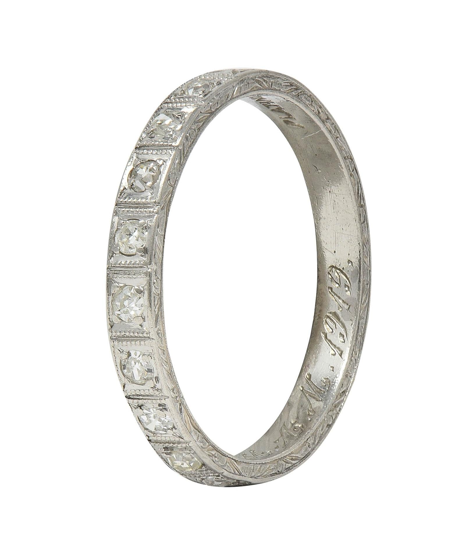 1919 Early Art Deco Diamond Platinum Orange Blossom Antique Wedding Band Ring