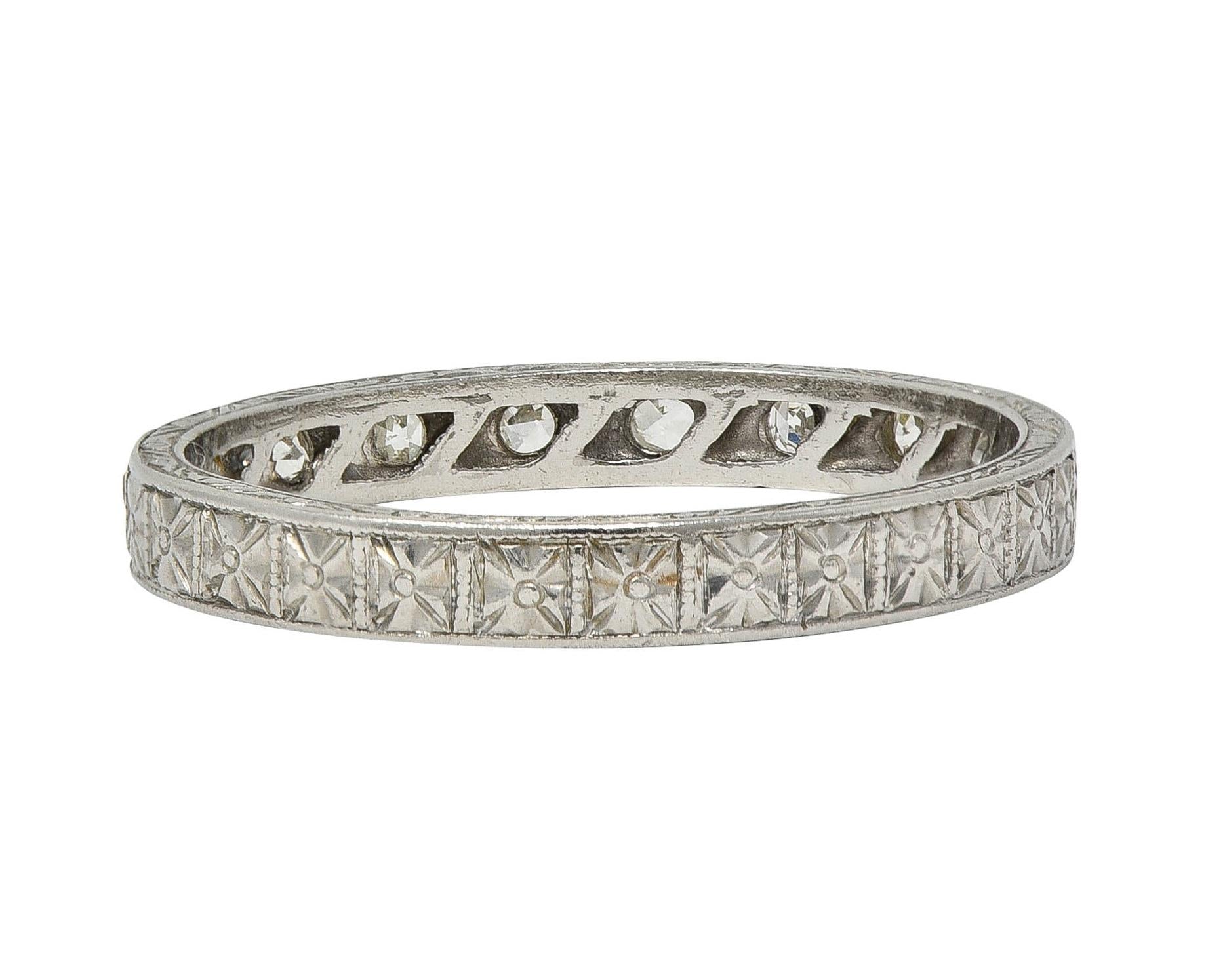 1919 Early Art Deco Diamond Platinum Orange Blossom Antique Wedding Band Ring