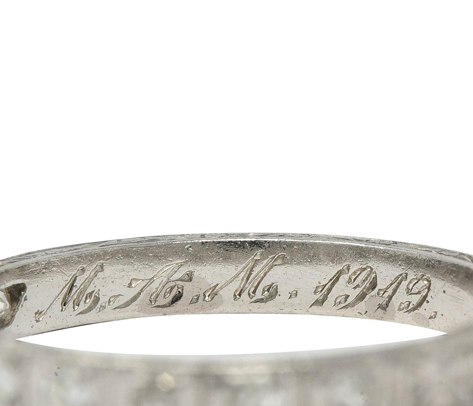 1919 Early Art Deco Diamond Platinum Orange Blossom Antique Wedding Band Ring