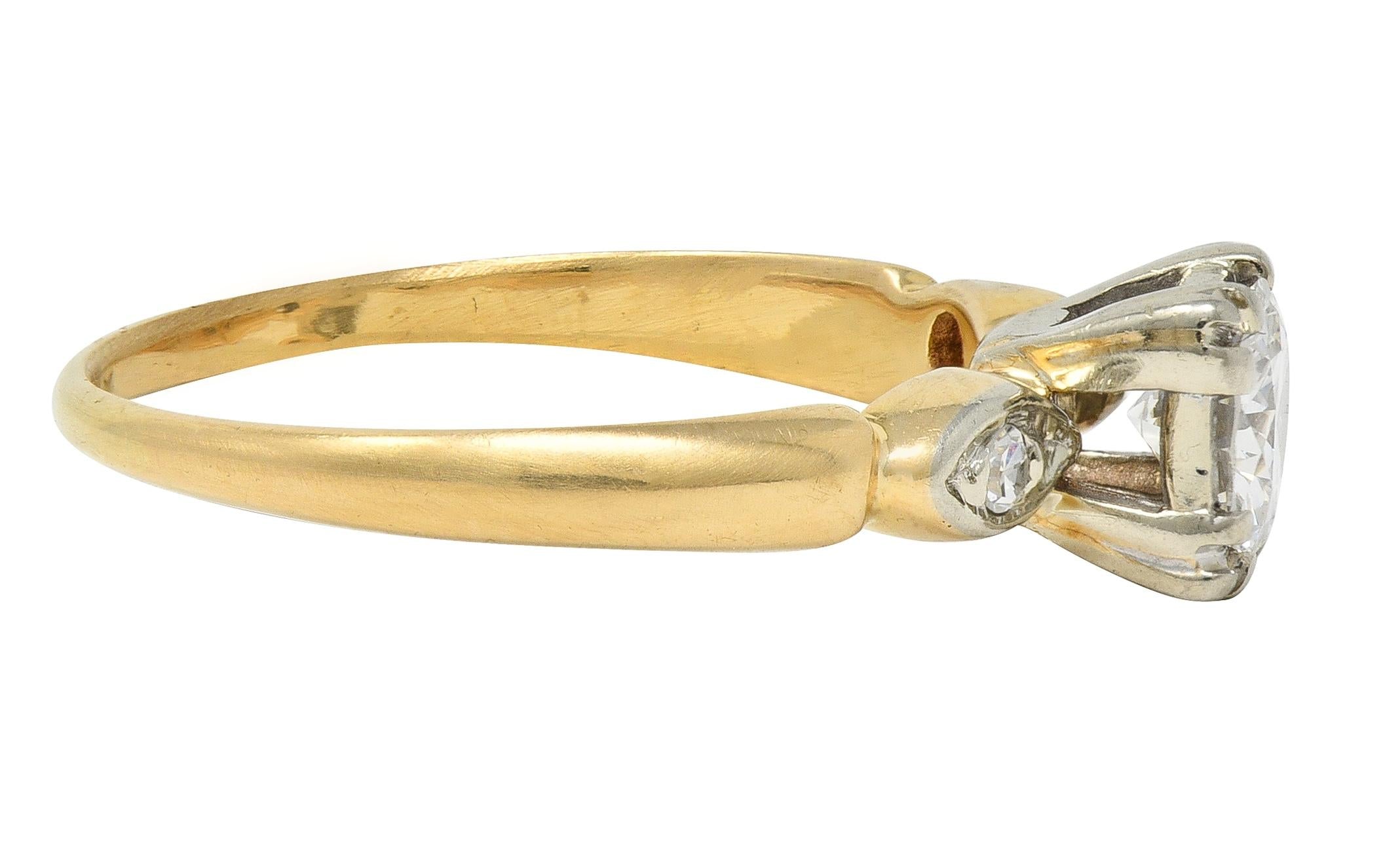 Retro Transitional Cut Diamond 14 Karat Yellow Gold Vintage Engagement Ring