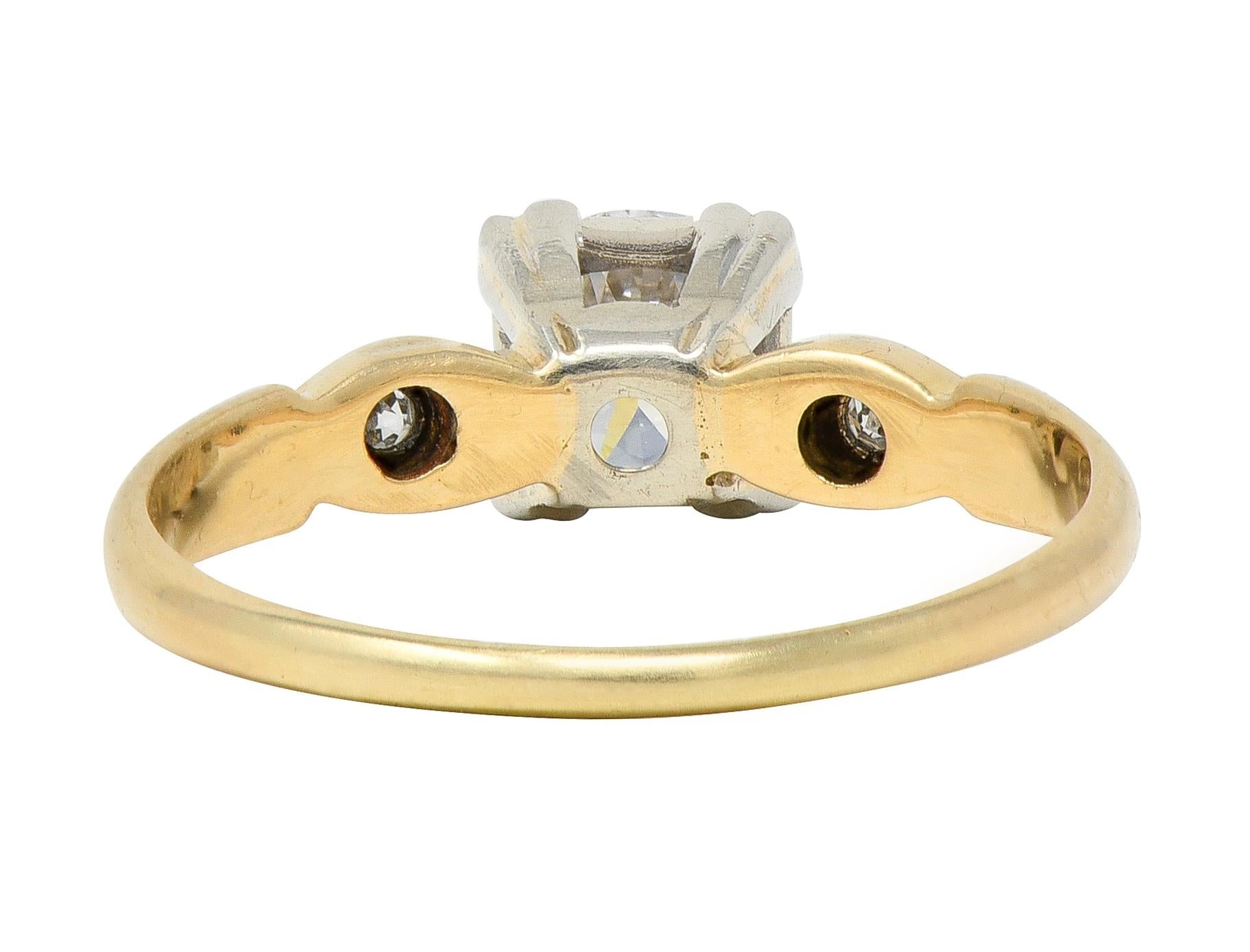 Retro Transitional Cut Diamond 14 Karat Yellow Gold Vintage Engagement Ring