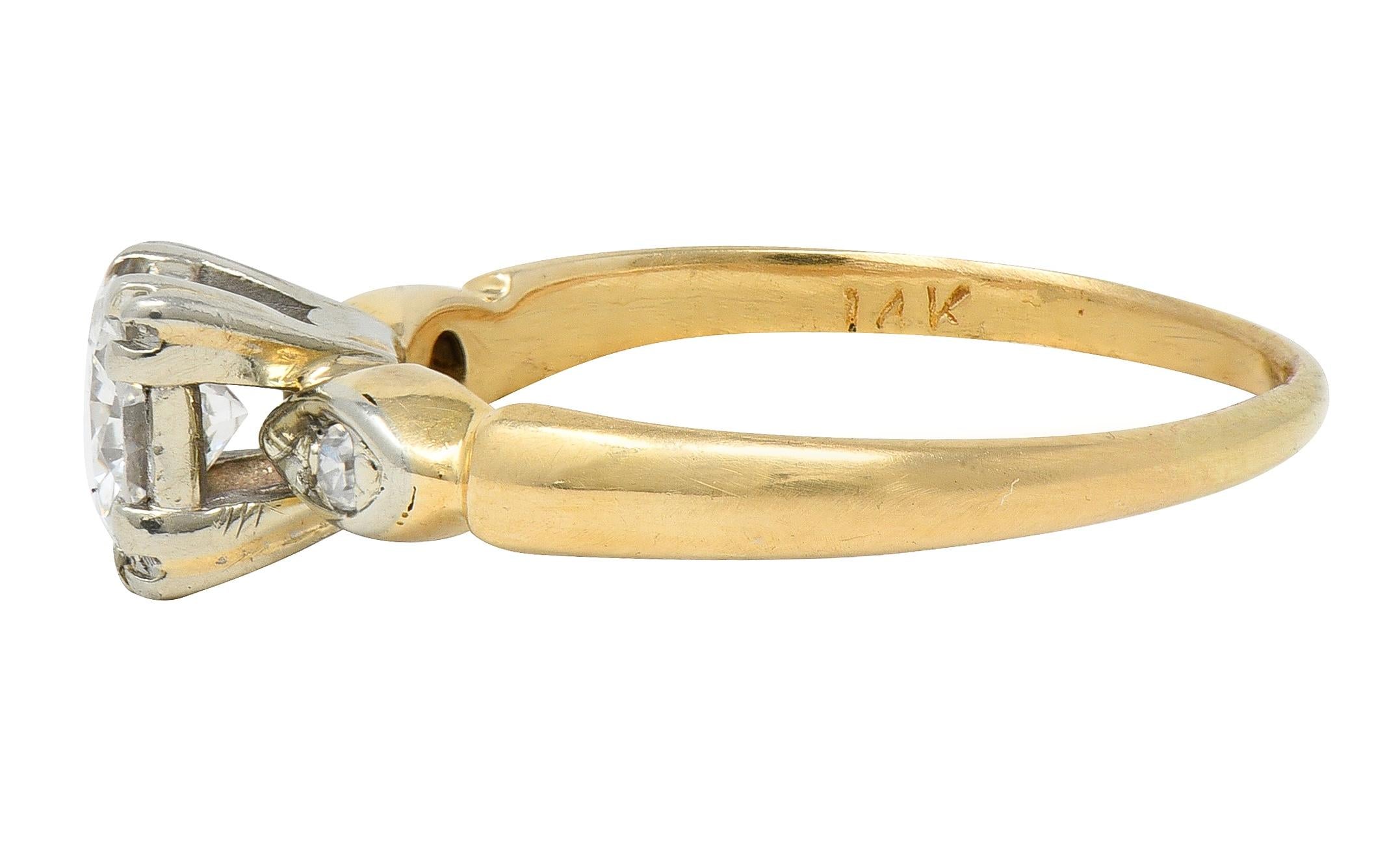 Retro Transitional Cut Diamond 14 Karat Yellow Gold Vintage Engagement Ring