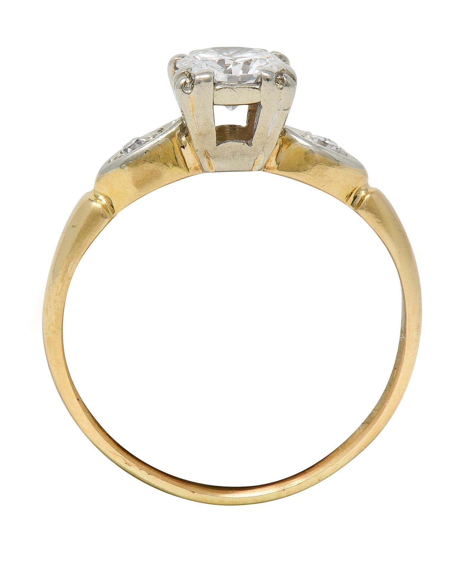 Retro Transitional Cut Diamond 14 Karat Yellow Gold Vintage Engagement Ring