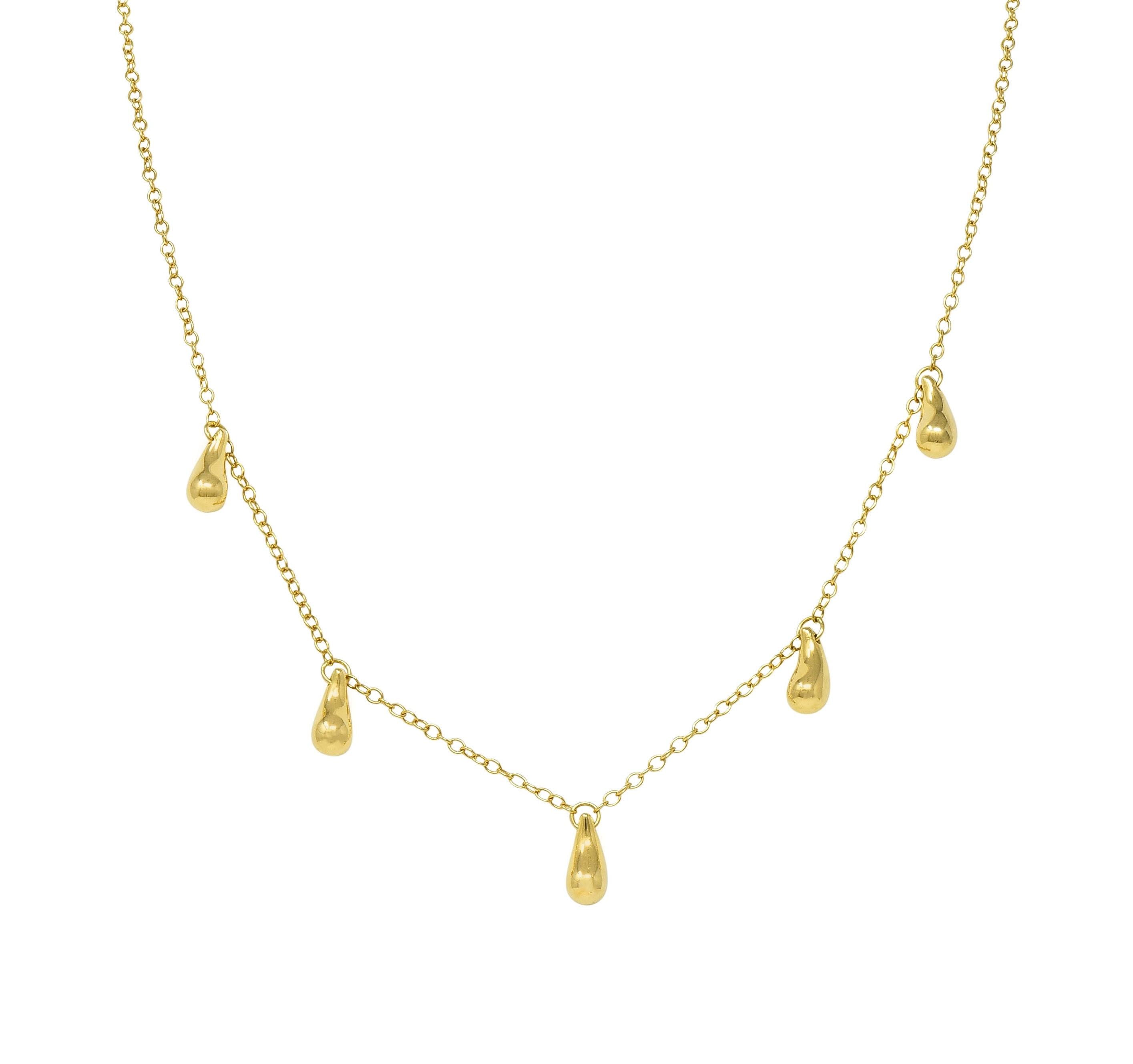 Elsa Peretti Tiffany & Co. 1990's 18 Karat Yellow Gold Vintage Teardrop Necklace