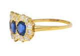 Victorian 2.58 CTW Sapphire Diamond 18K Yellow Gold Antique Cluster Band Ring