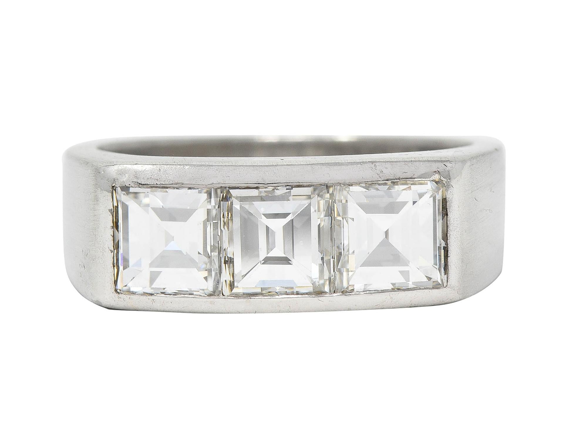 Modern 2.13 CTW Step Cut Diamond Platinum Unisex Vintage Channel Band Ring
